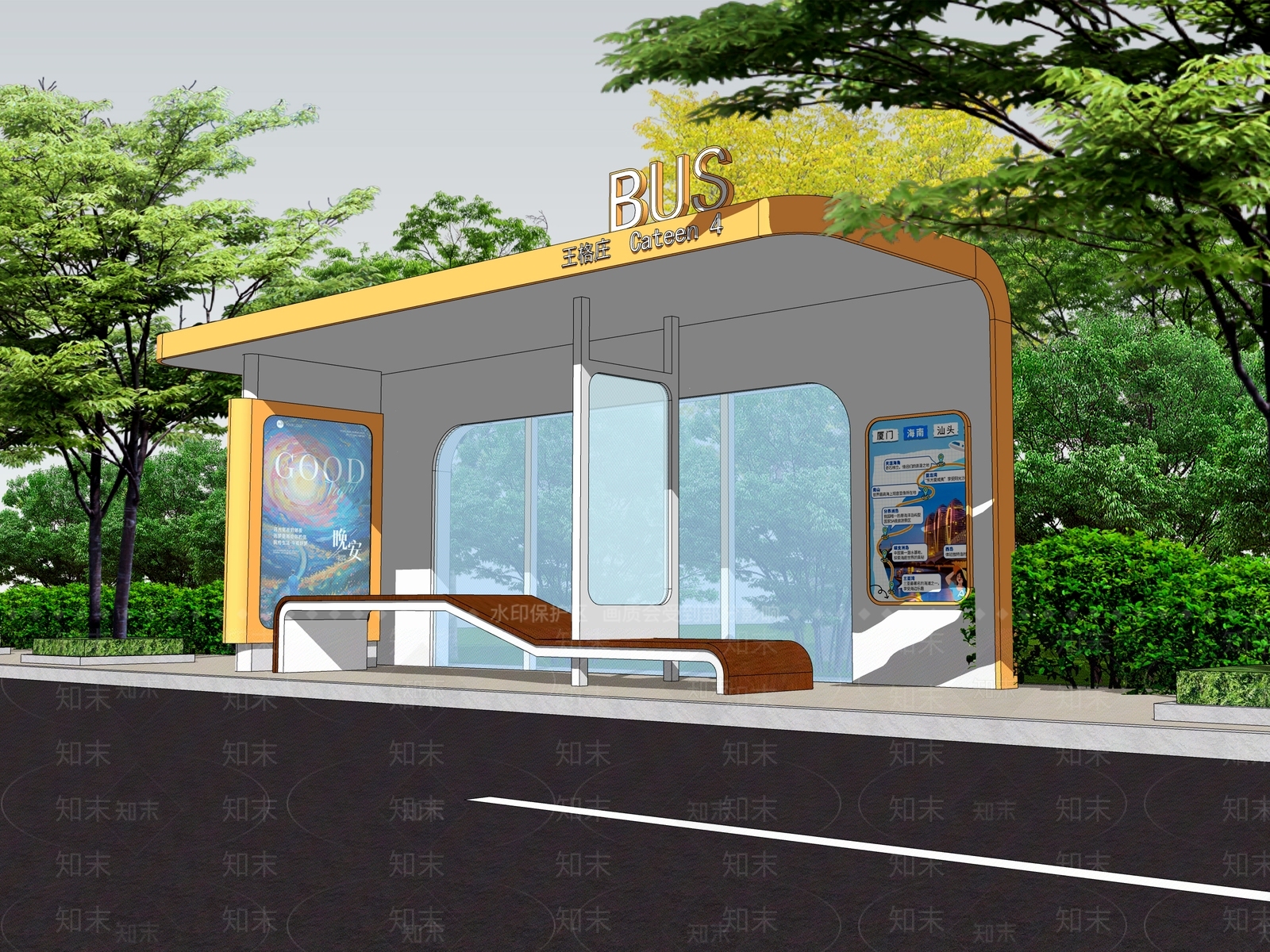 现代公交站台SU模型下载【ID:1201334679】