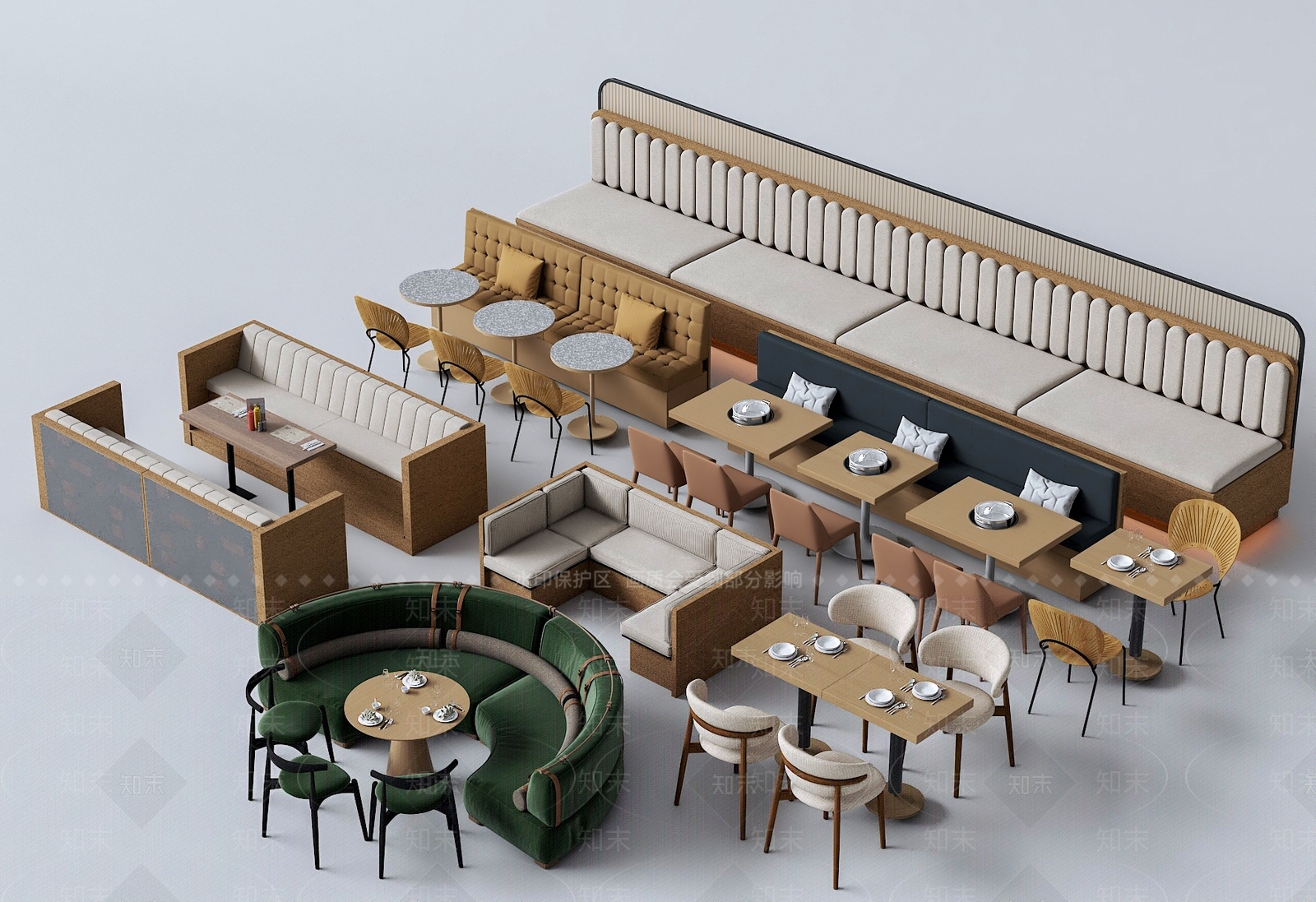 现代卡座沙发SU模型下载【ID:1201334707】