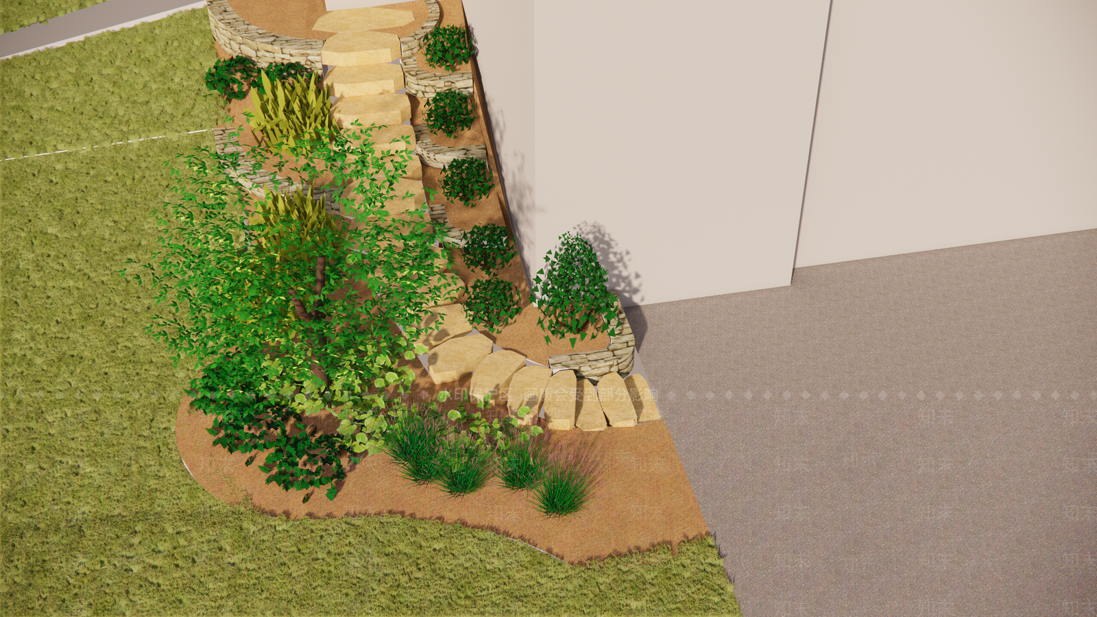 现代极简整坡坡面su模型