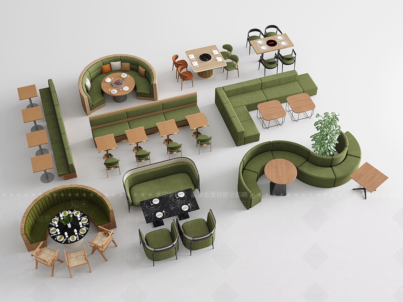 现代卡座沙发SU模型下载【ID:1201337037】