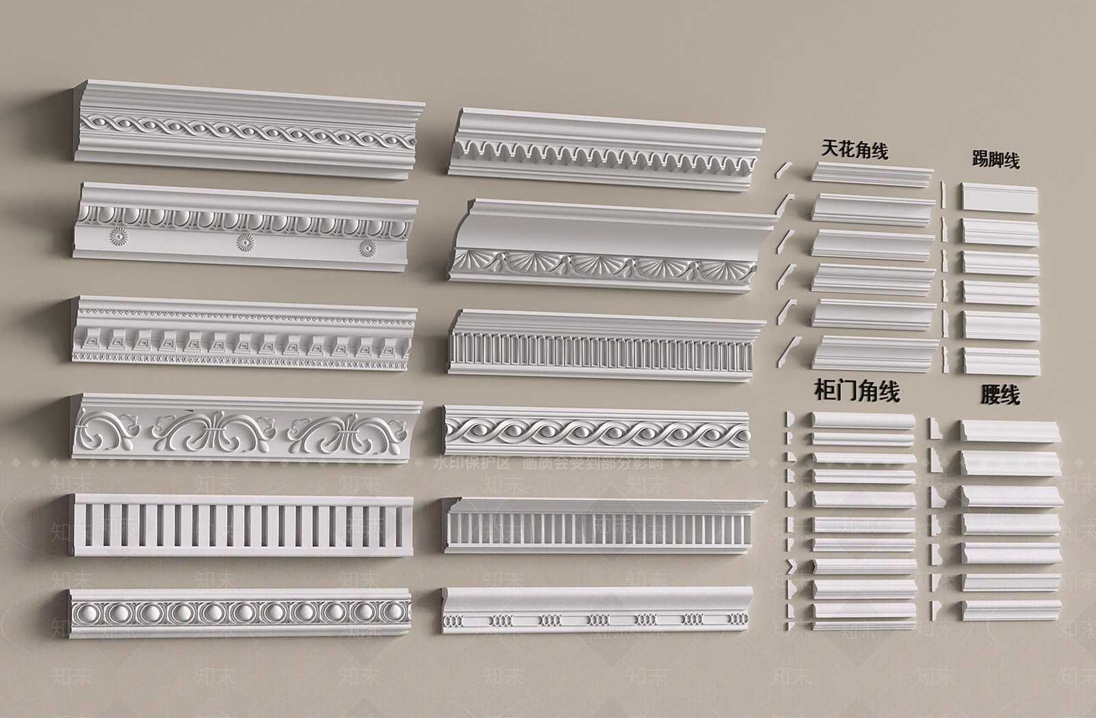 法式简欧线条3D模型下载【ID:1201337584】