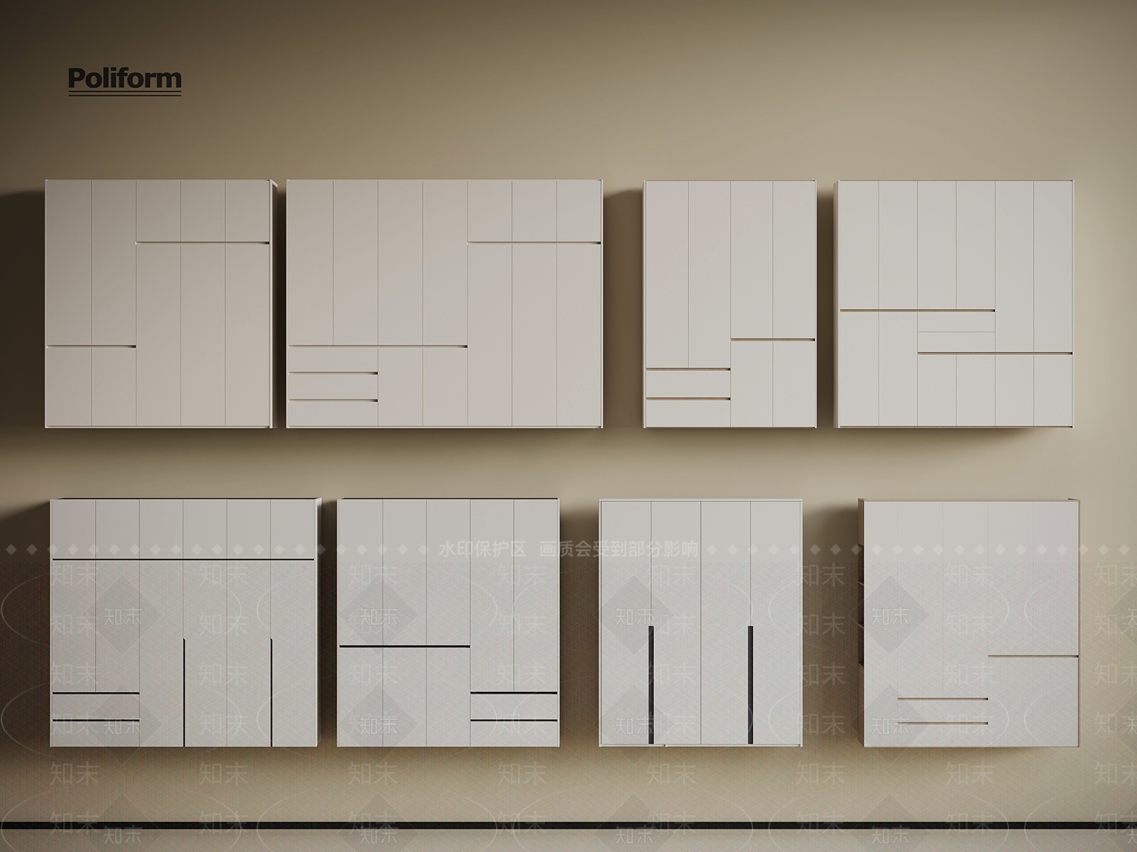 现代衣柜3D模型下载【ID:1201337854】