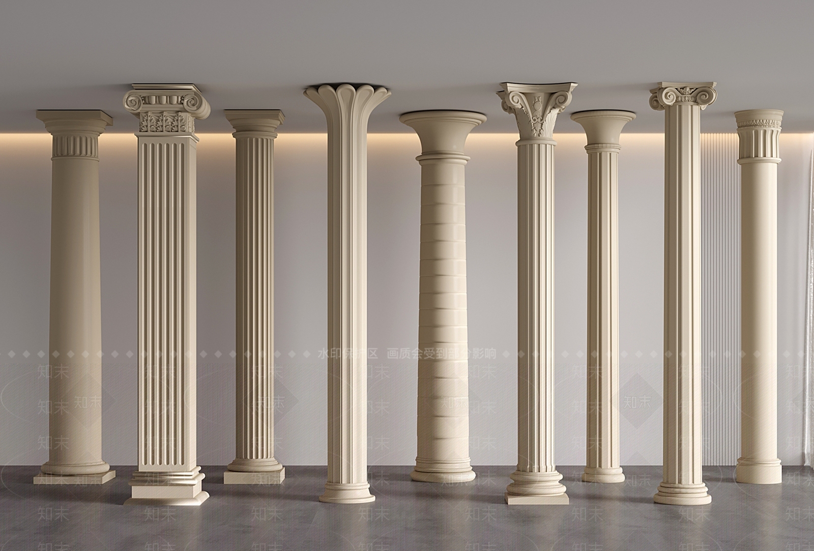 法式欧式柱子3D模型下载【ID:1201338091】