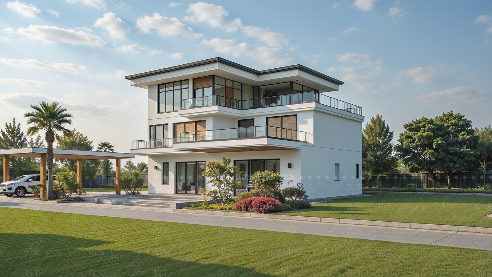 现代简约独栋别墅SU模型下载【ID:1201338255】