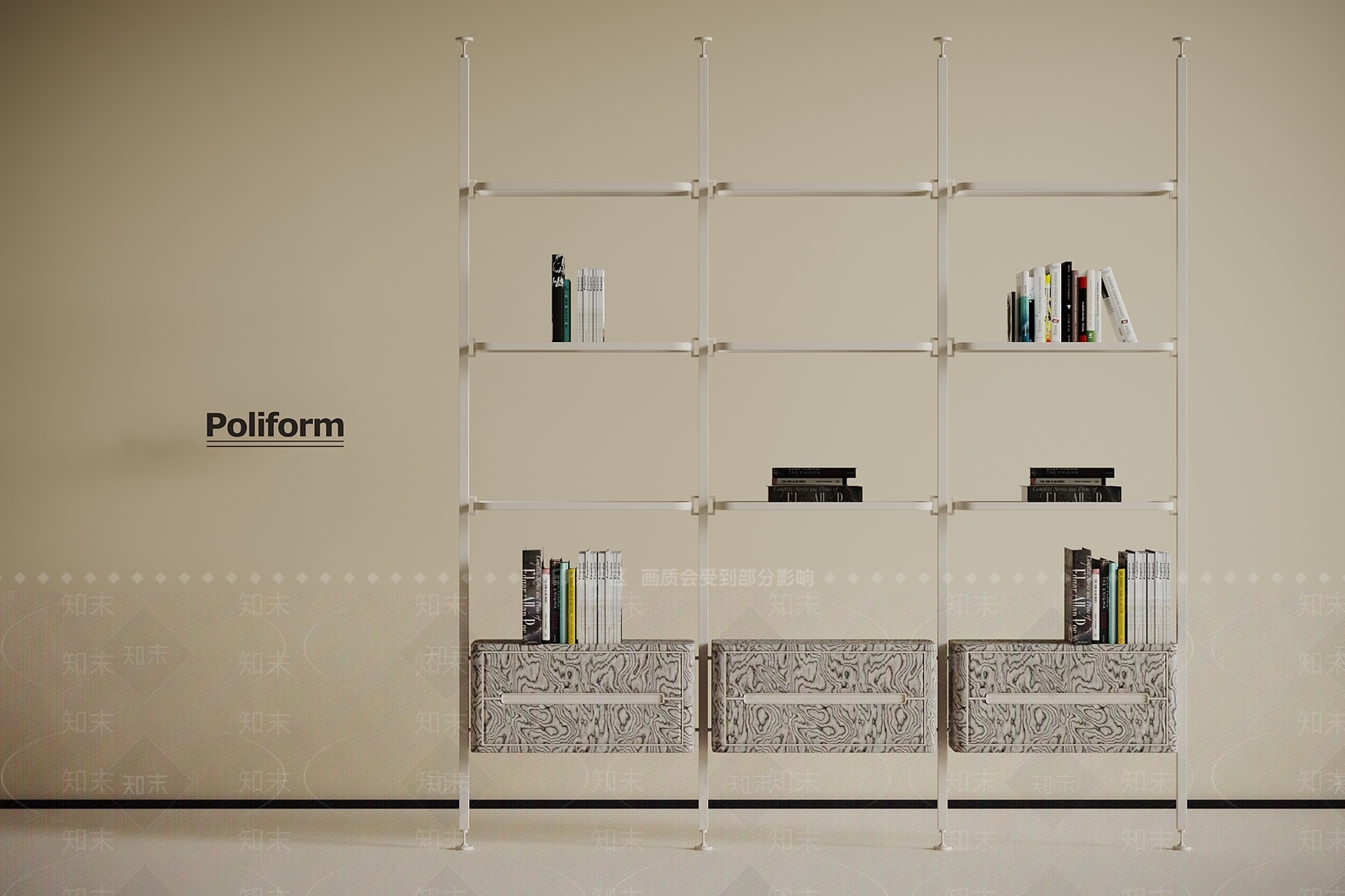现代意式书架3D模型下载【ID:1201338791】