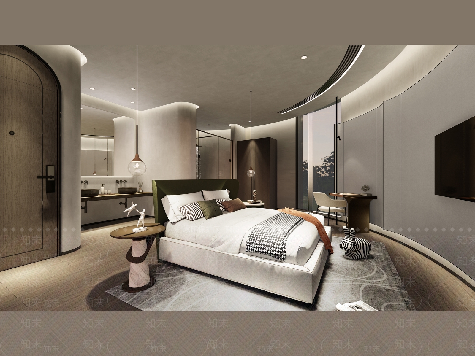 现代简约酒店客房SU模型下载【ID:1201339841】