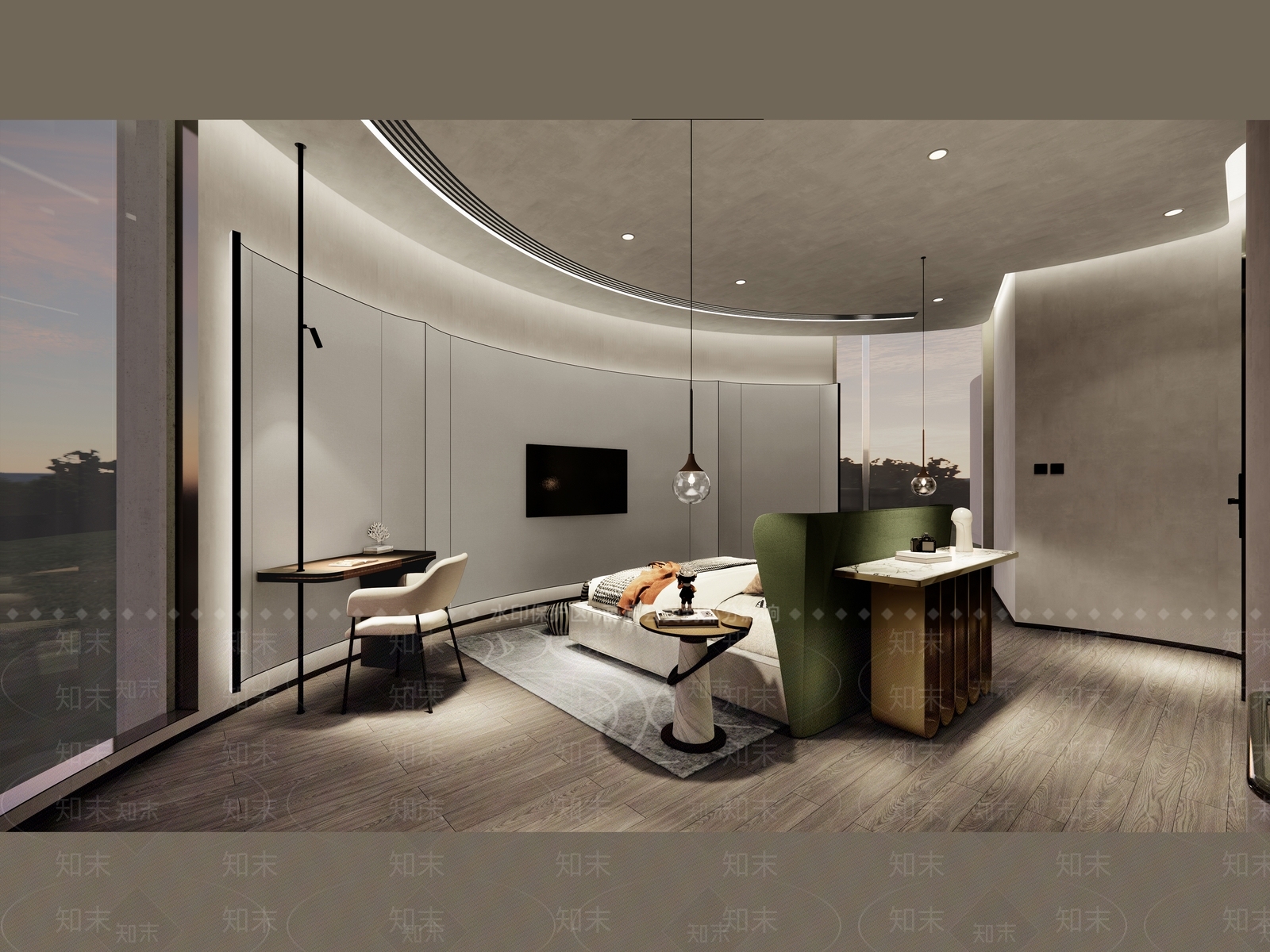 现代简约酒店客房SU模型下载【ID:1201339841】