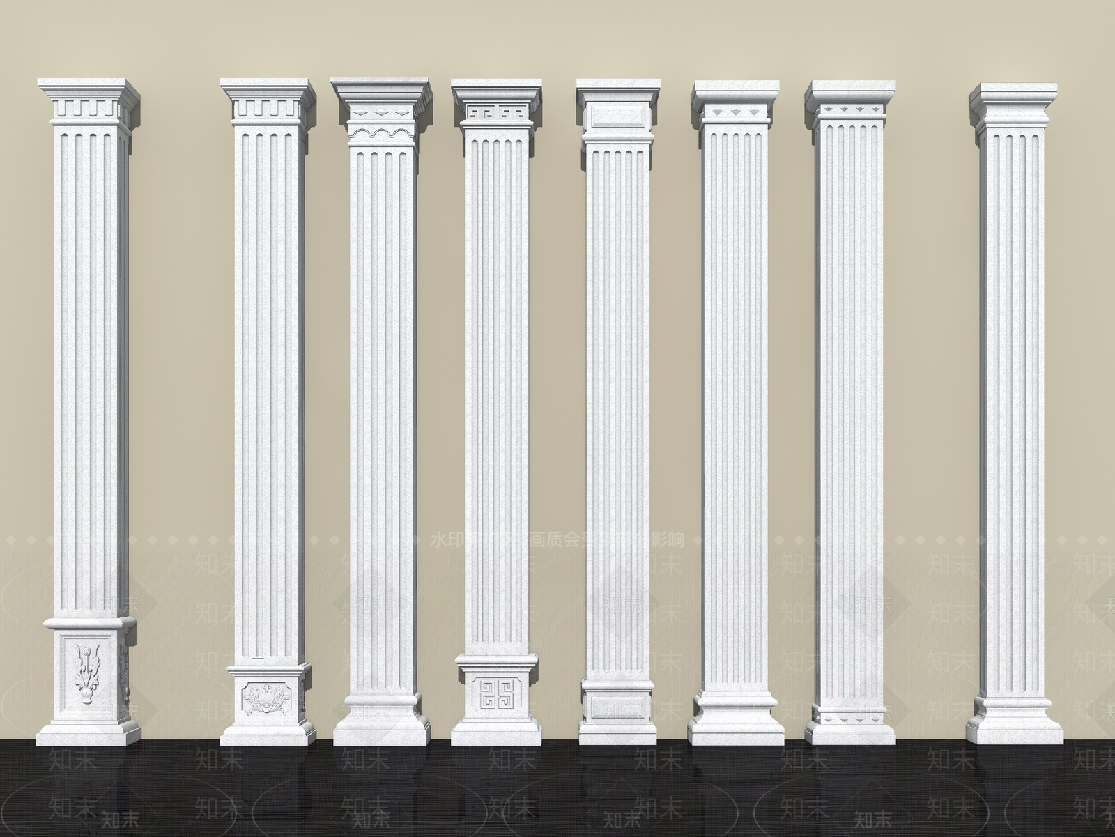 欧式柱子SU模型下载【ID:1201340427】
