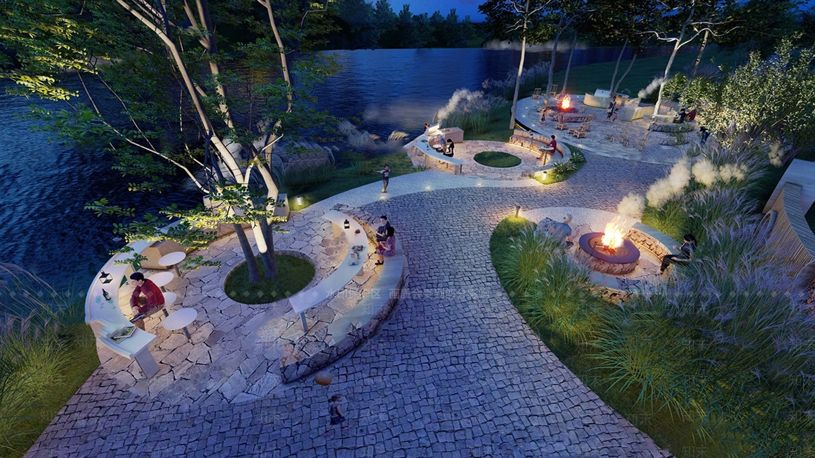 现代滨水景观SU模型下载【ID:1201340845】