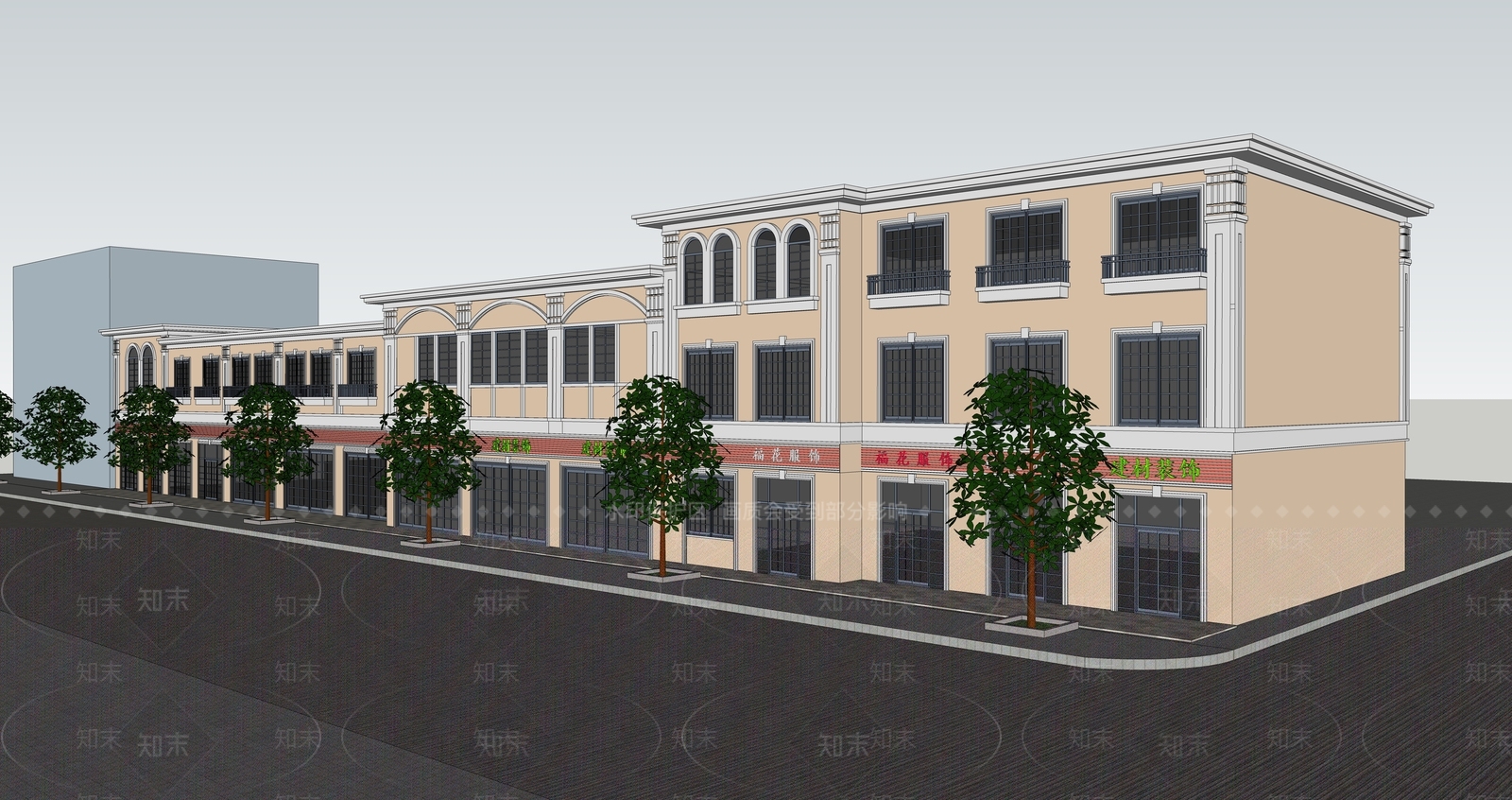 简欧商业建筑SU模型下载【ID:1201342073】