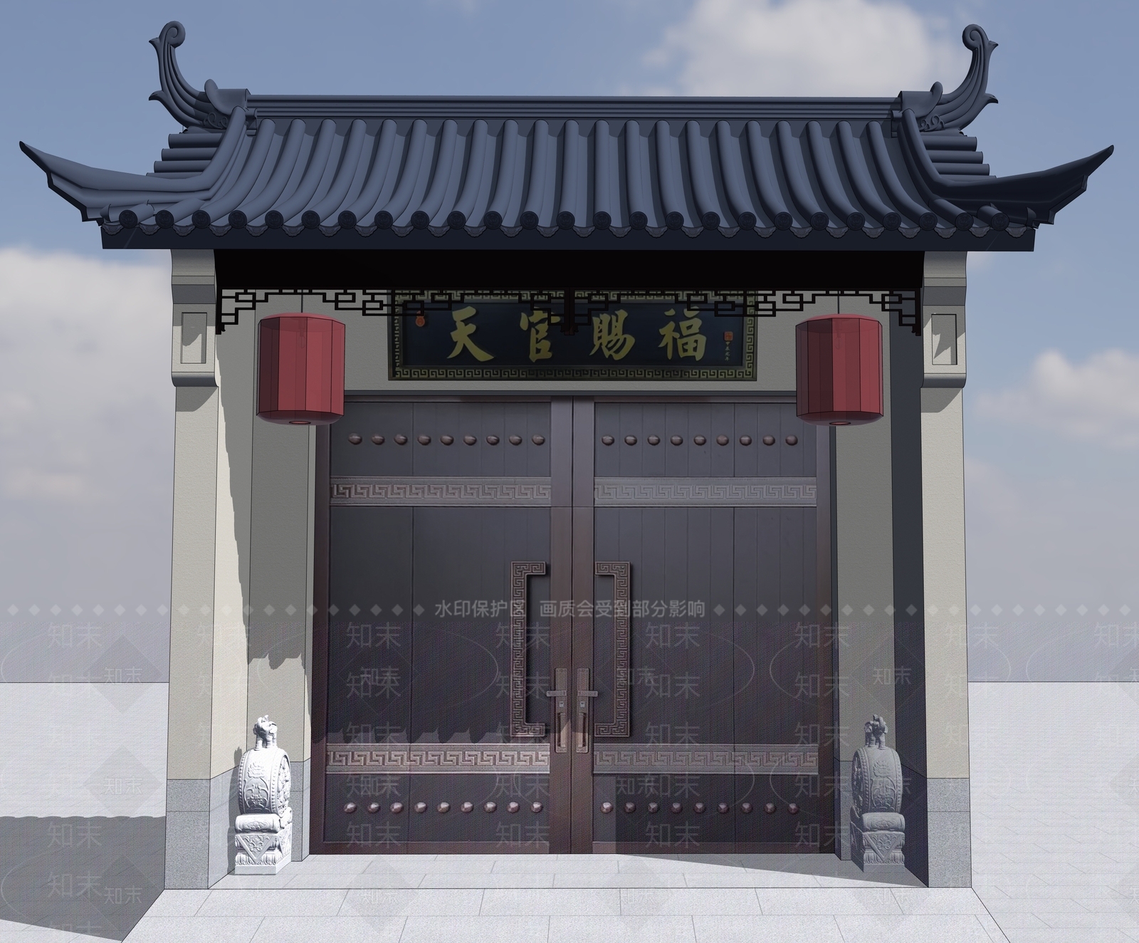 新中式乡村民房SU模型下载【ID:1201386667】