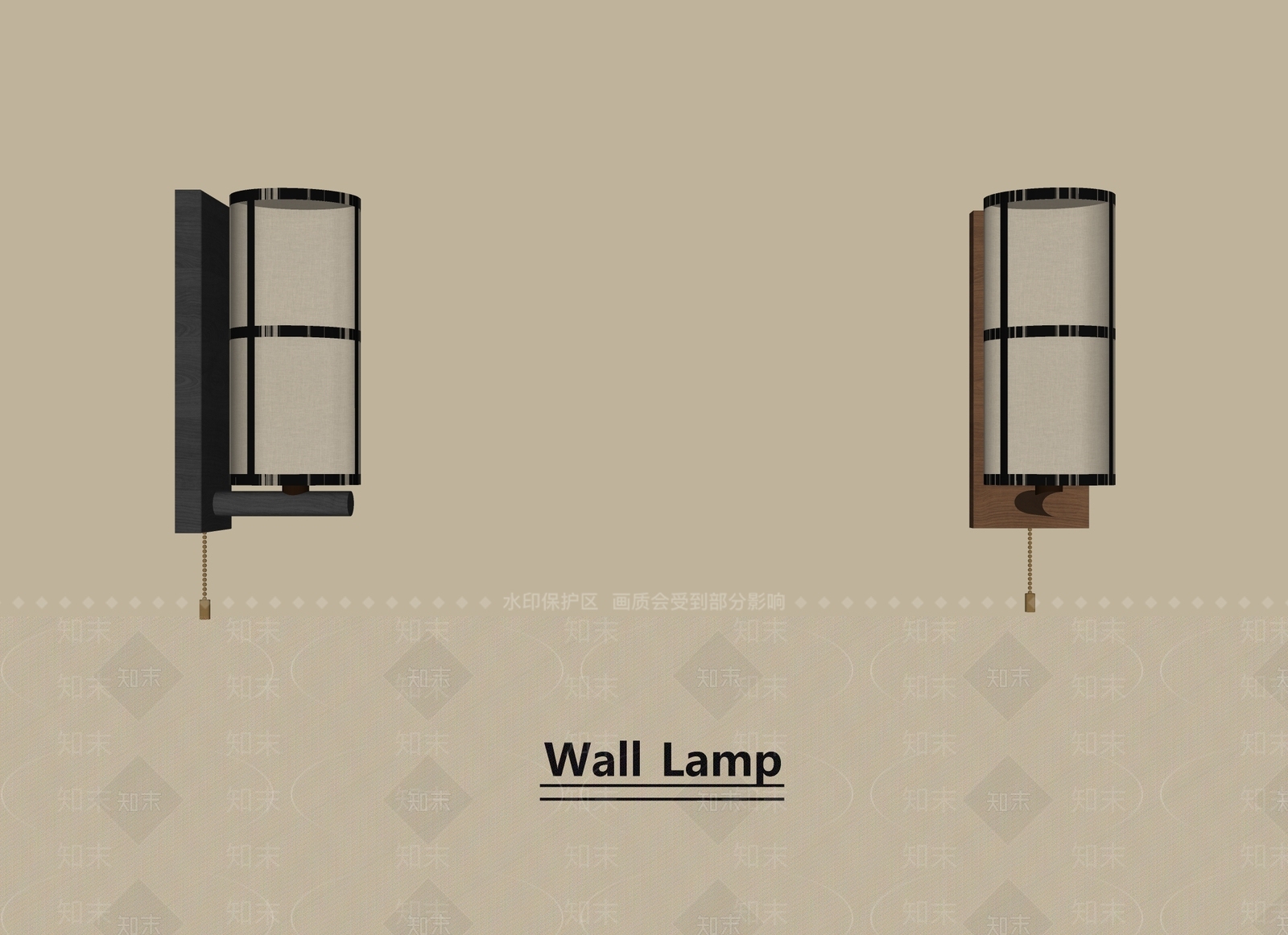侘寂中古壁灯SU模型下载【ID:1201343578】