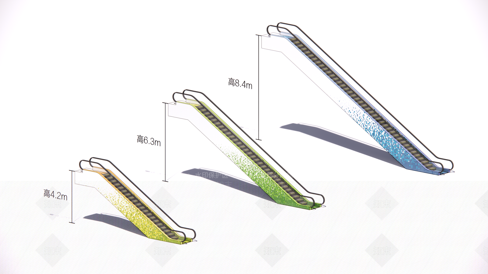 现代自动扶梯SU模型下载【ID:1201344999】