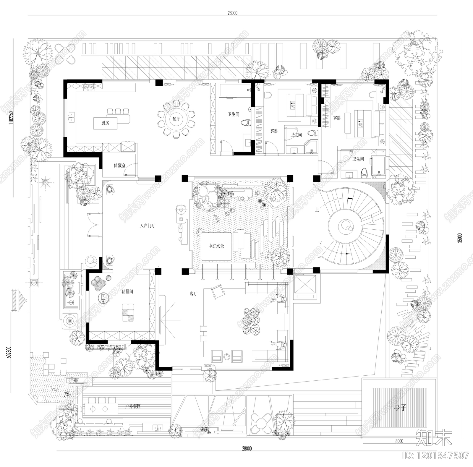现代庭院施工图下载【ID:1201347507】