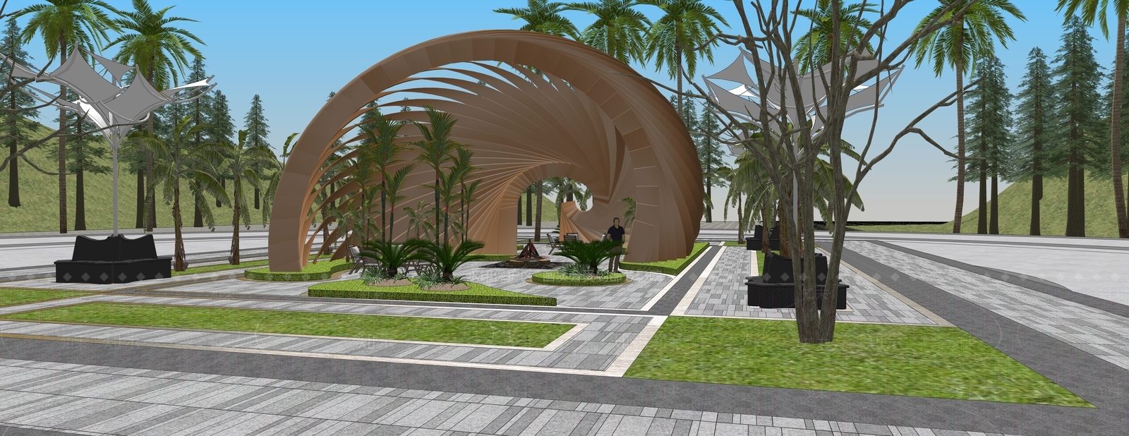 现代其他景观小建筑SU模型下载【ID:1201347969】