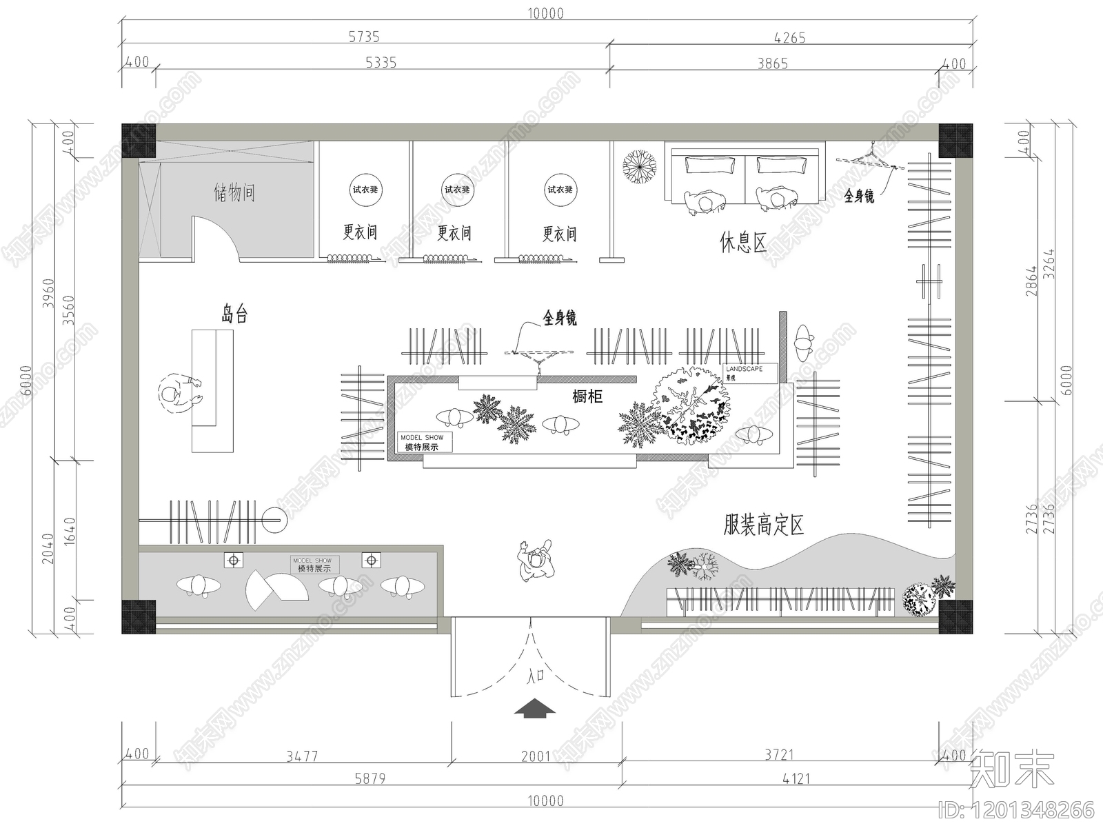 现代服装店施工图下载【ID:1201348266】