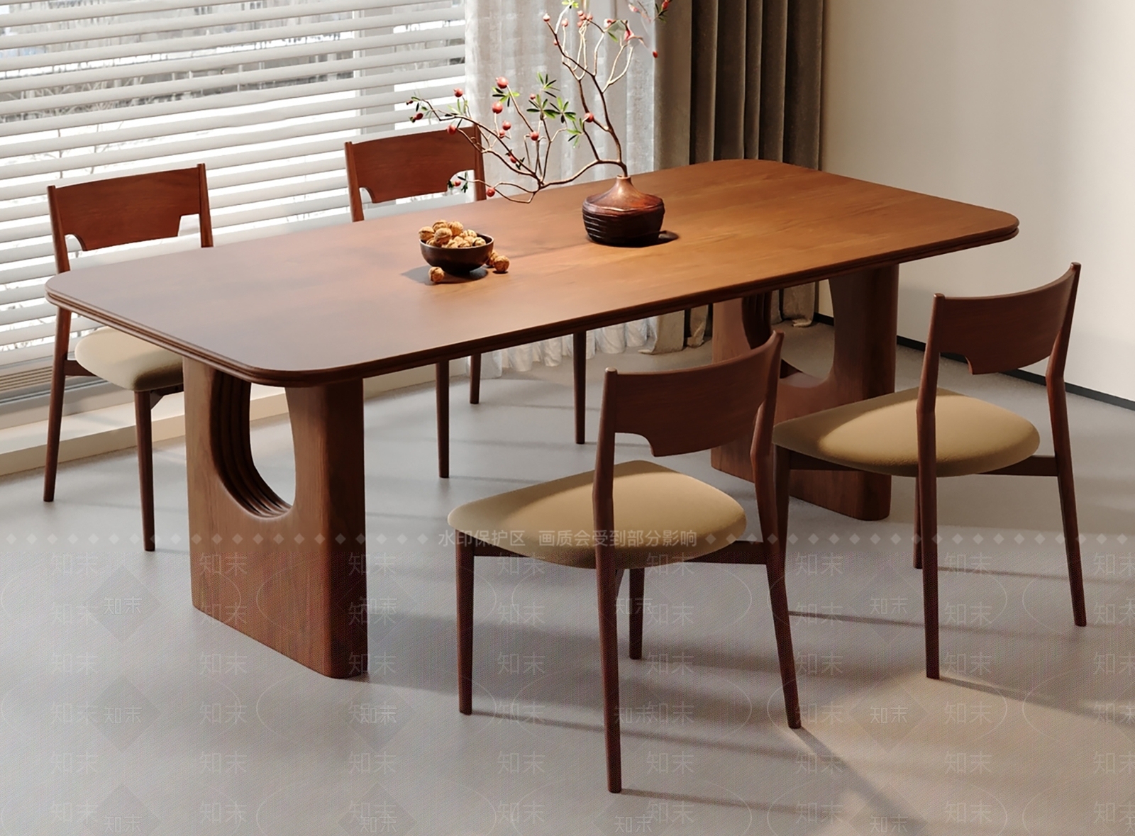 中古复古餐桌椅SU模型下载【ID:1201350552】