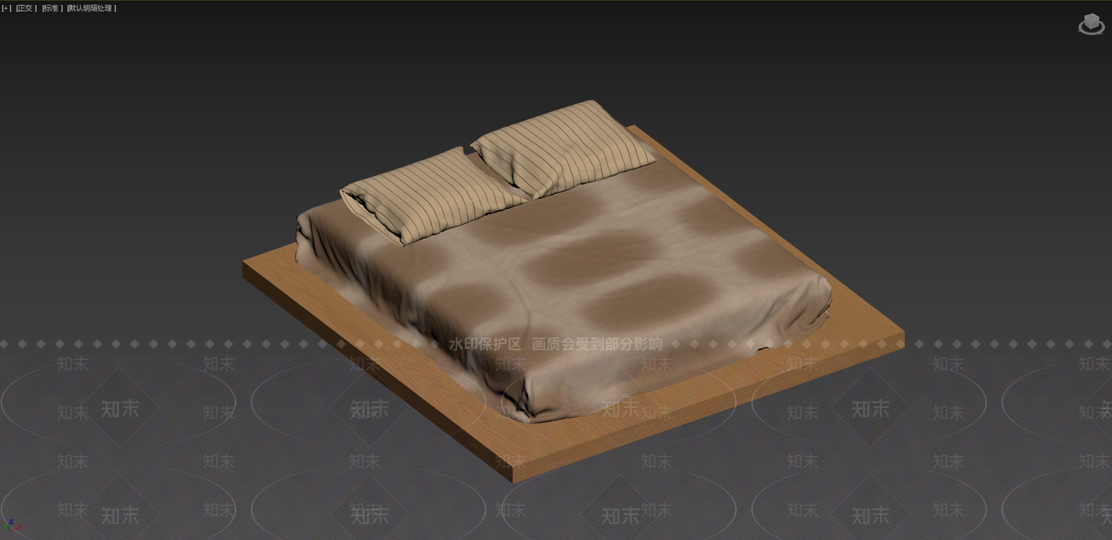 复古侘寂双人床3D模型下载【ID:1201351742】