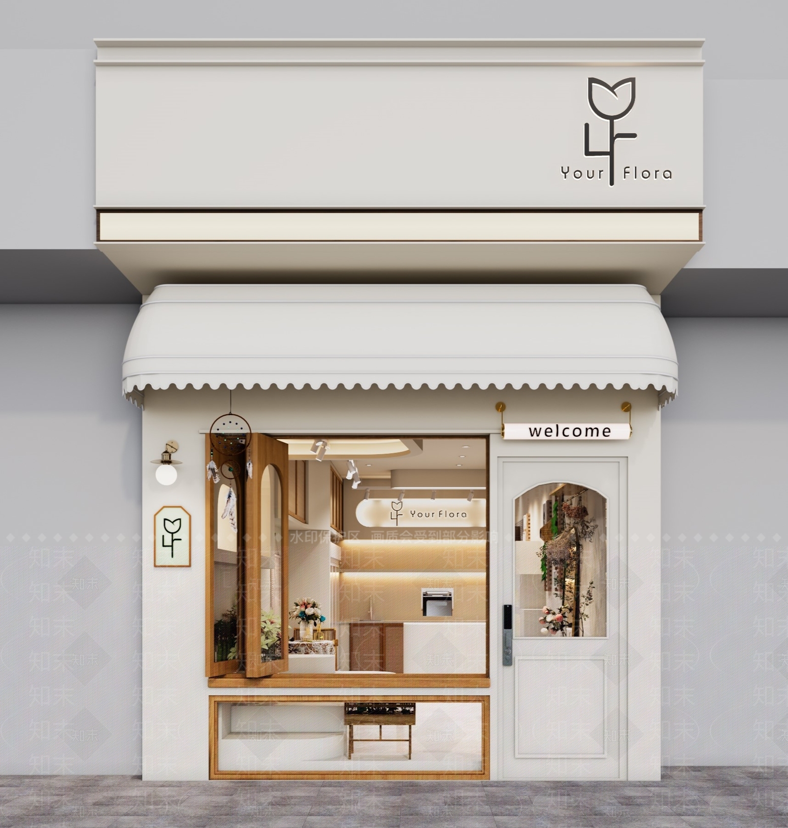 复古奶油花店3D模型下载【ID:1201393672】