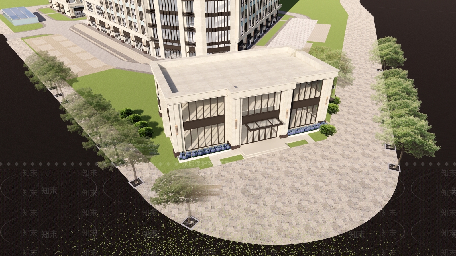 现代简欧售楼处建筑SU模型下载【ID:1201353421】