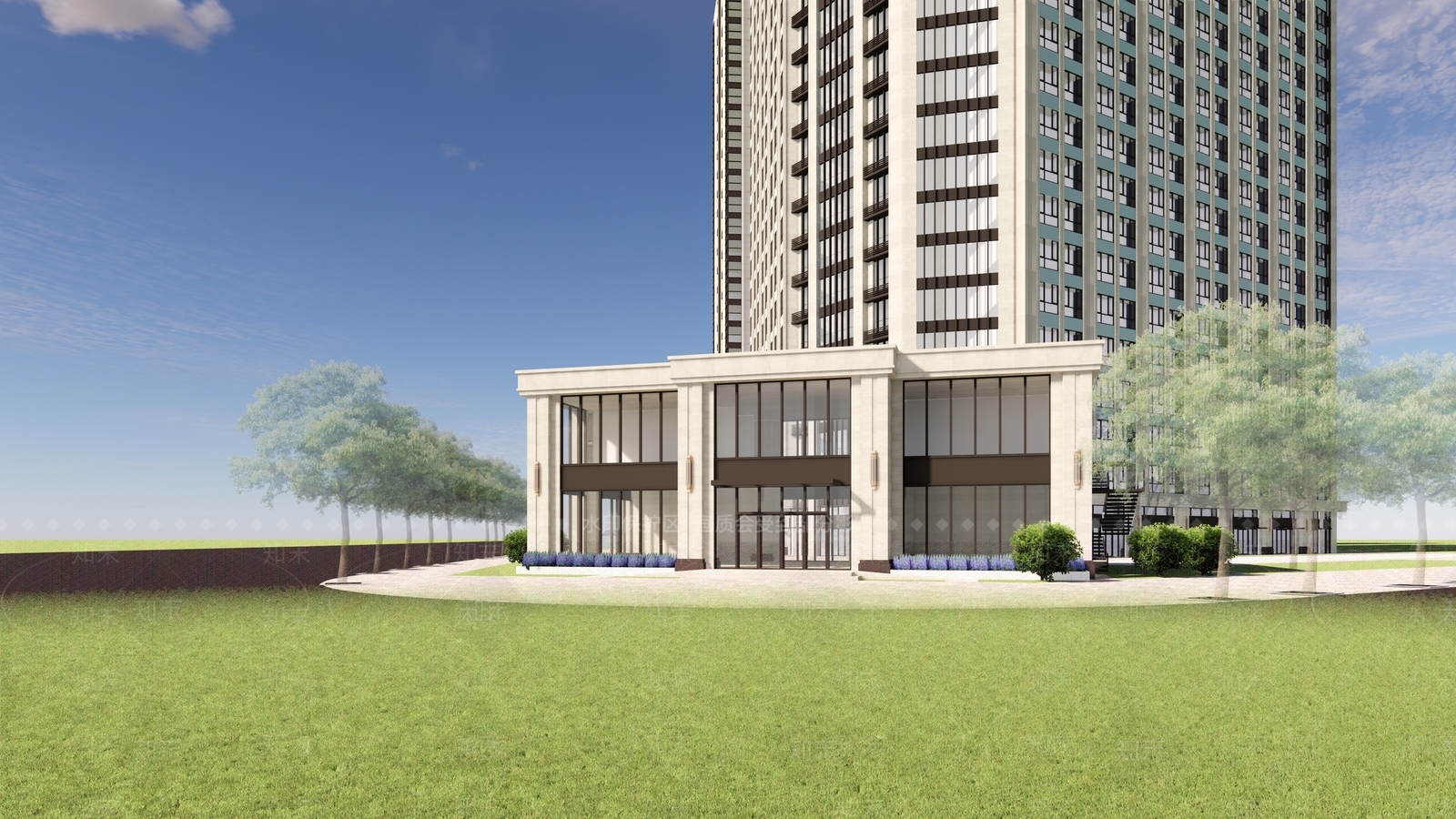 现代简欧售楼处建筑SU模型下载【ID:1201353421】