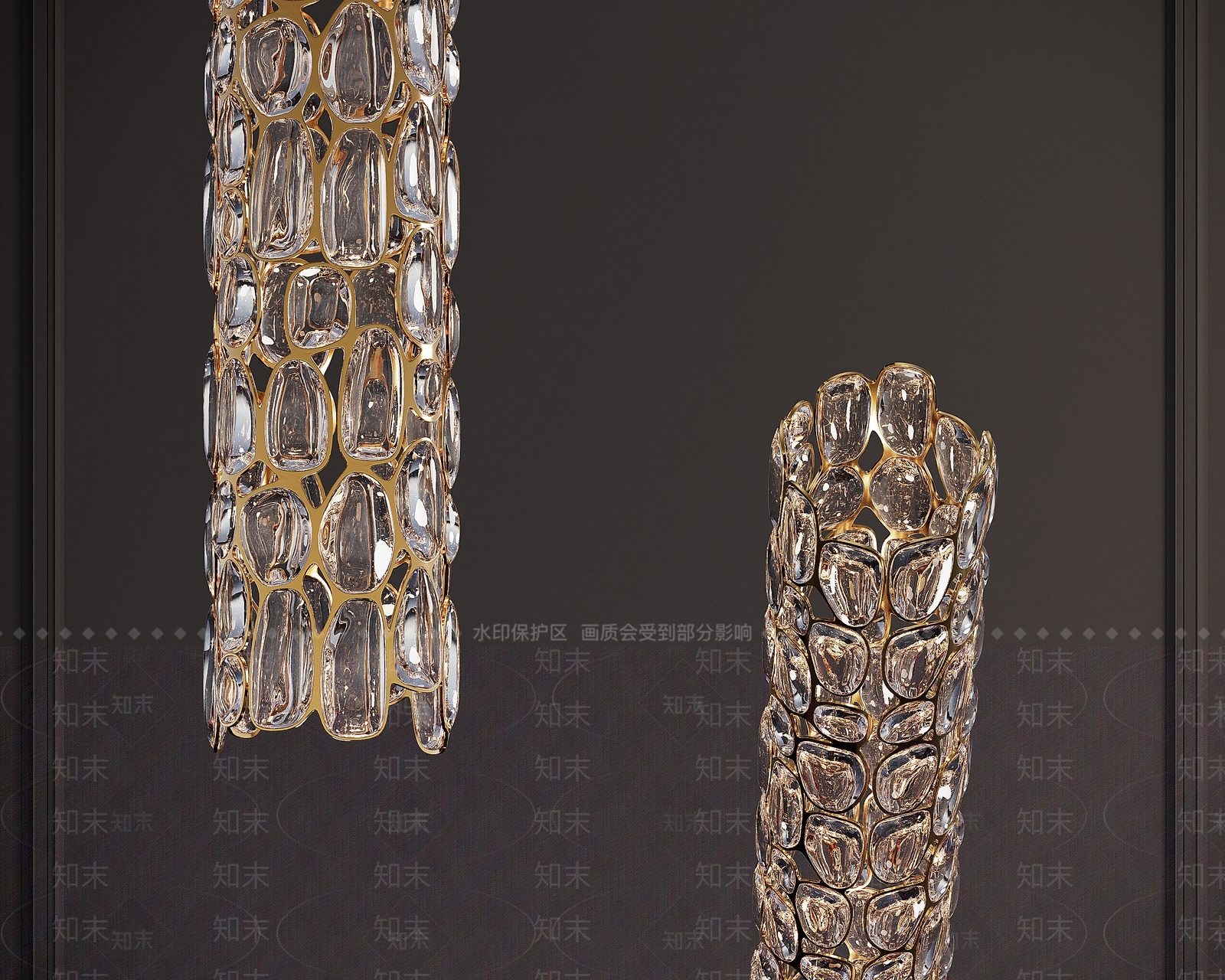 法式复古长条吊灯3D模型下载【ID:1201353175】