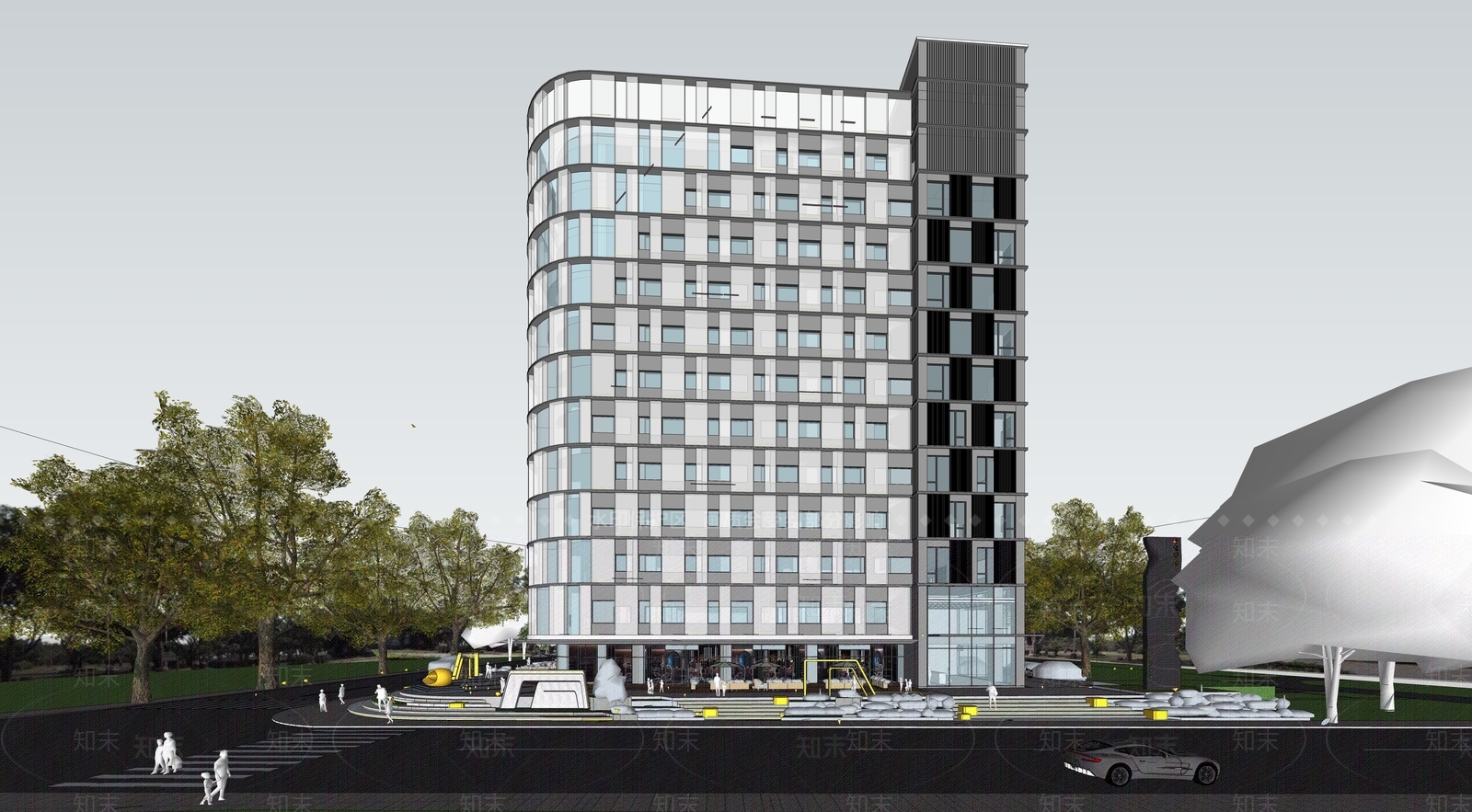 现代小公建SU模型下载【ID:1201353285】