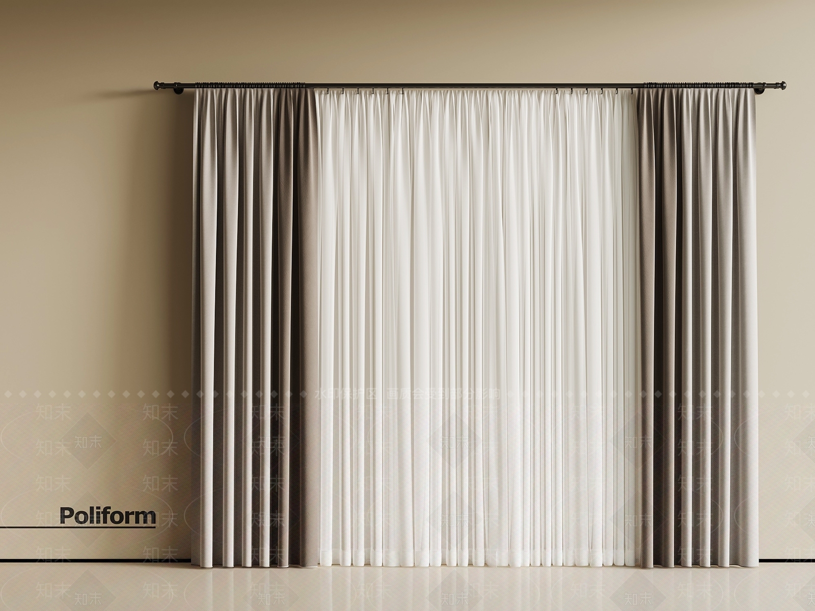 现代通用窗帘3D模型下载【ID:1201353340】
