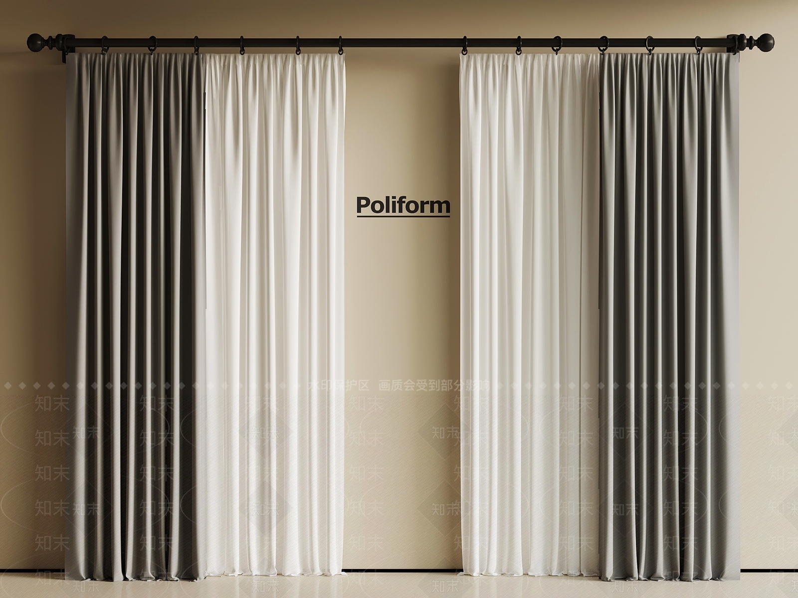 现代通用窗帘3D模型下载【ID:1201353406】