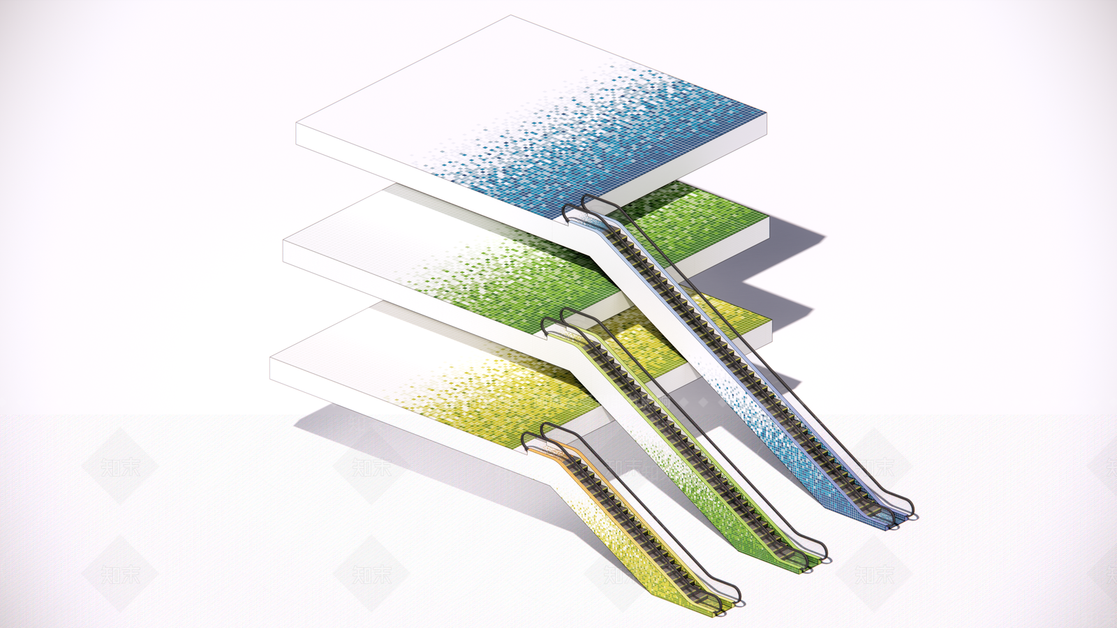 现代自动扶梯SU模型下载【ID:1201353516】