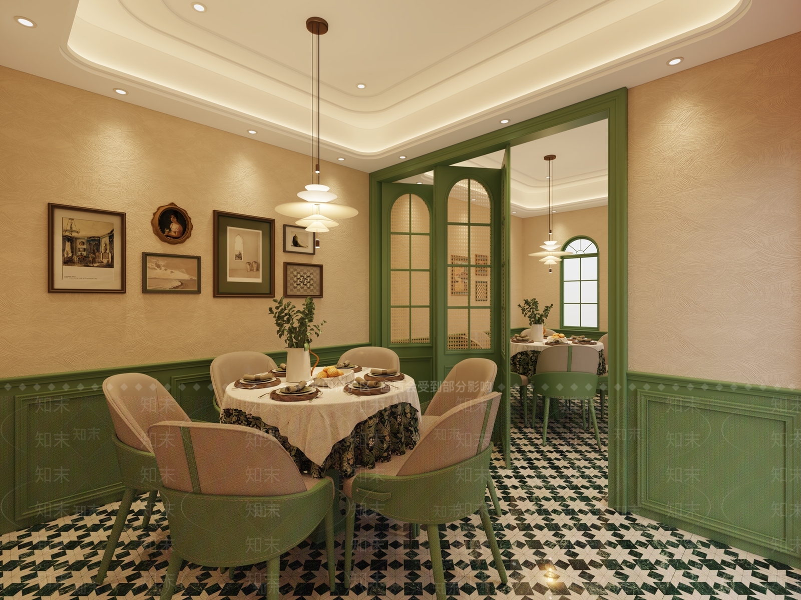 法式西餐厅3D模型下载【ID:1201355149】