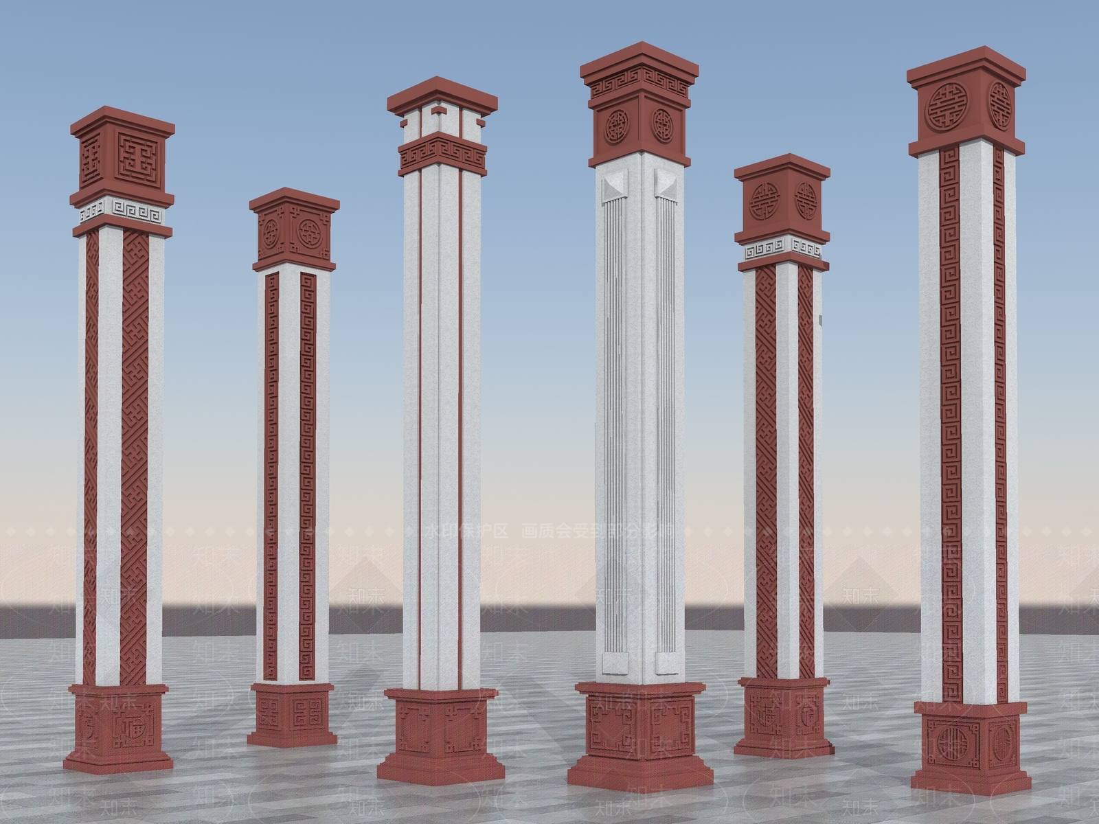 中式新中式柱子SU模型下载【ID:1201355607】