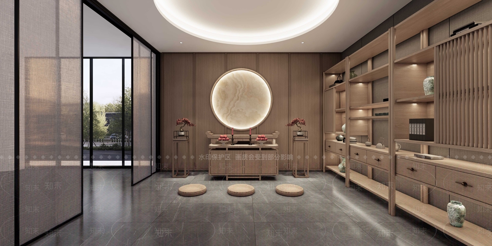 新中式原木其他办公区域SU模型下载【ID:1201355763】