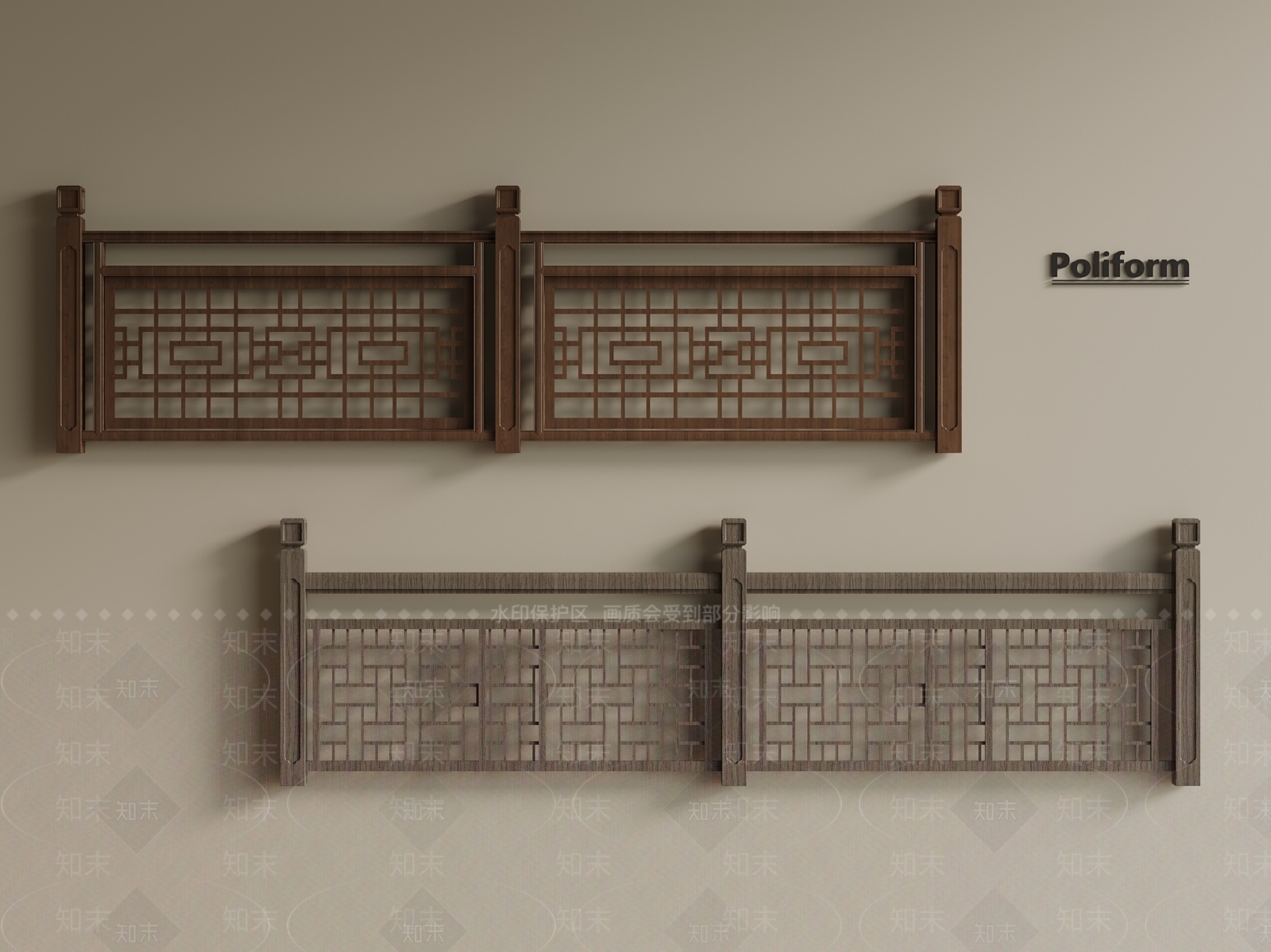 新中式中式栏杆扶手3D模型下载【ID:1201355820】