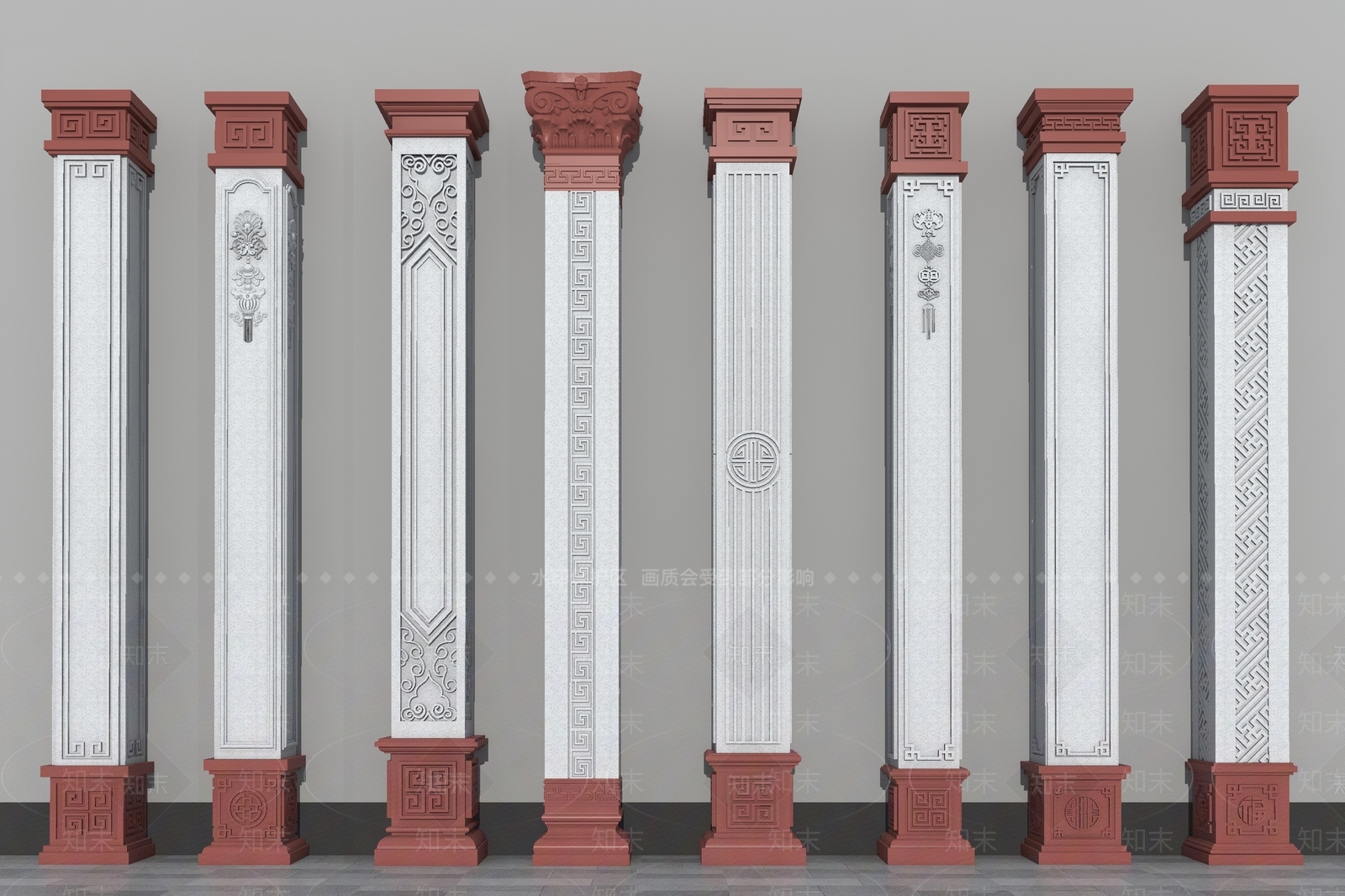 中式新中式柱子SU模型下载【ID:1201357593】