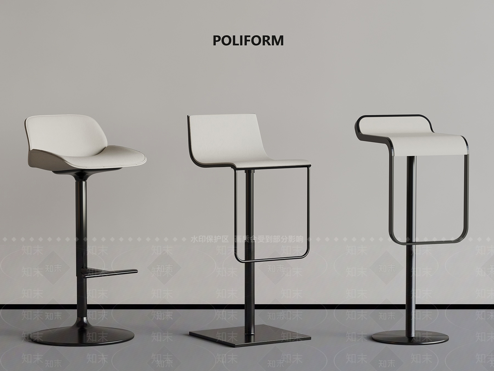 现代吧椅3D模型下载【ID:1201358096】