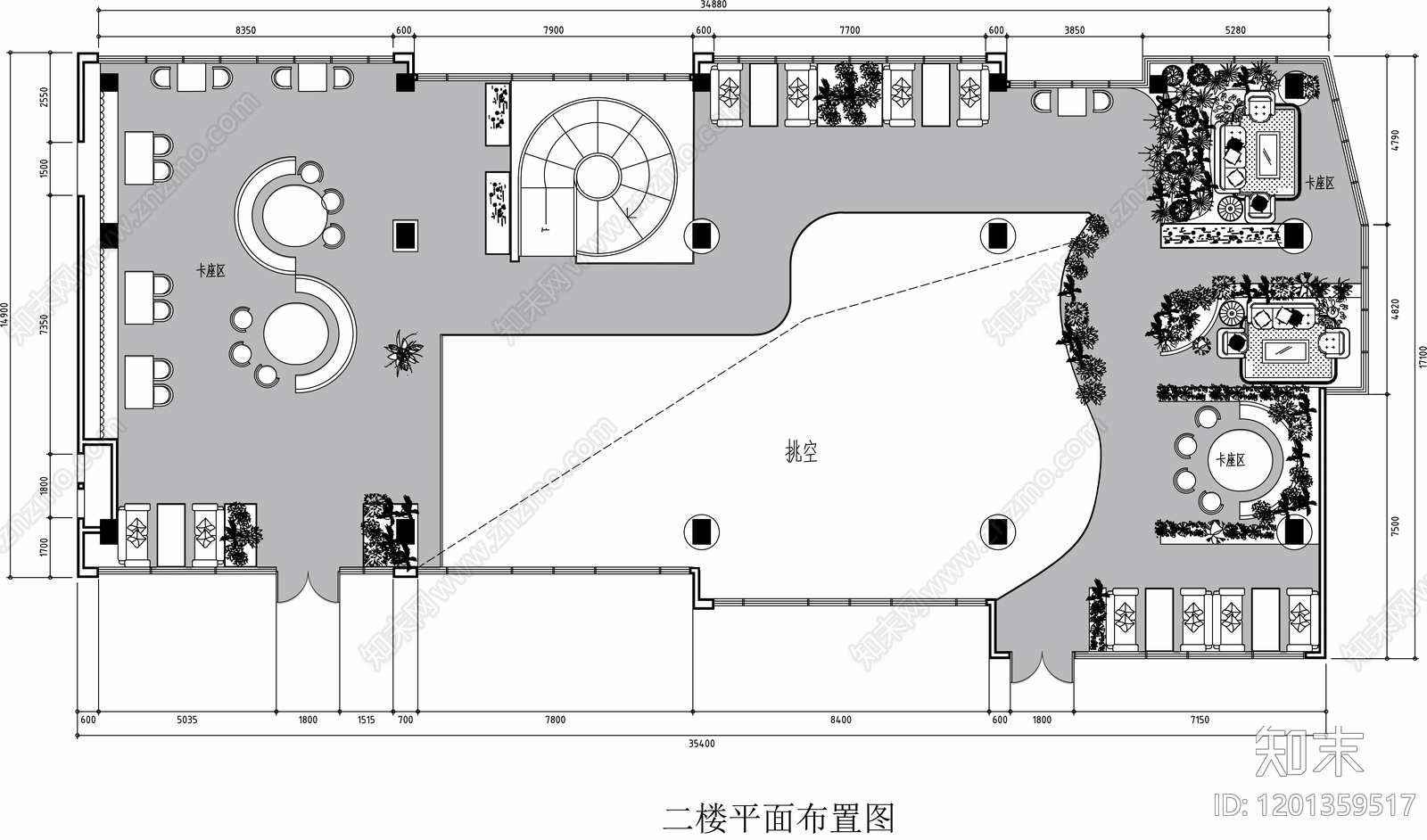 现代咖啡厅cad施工图下载【ID:1201359517】