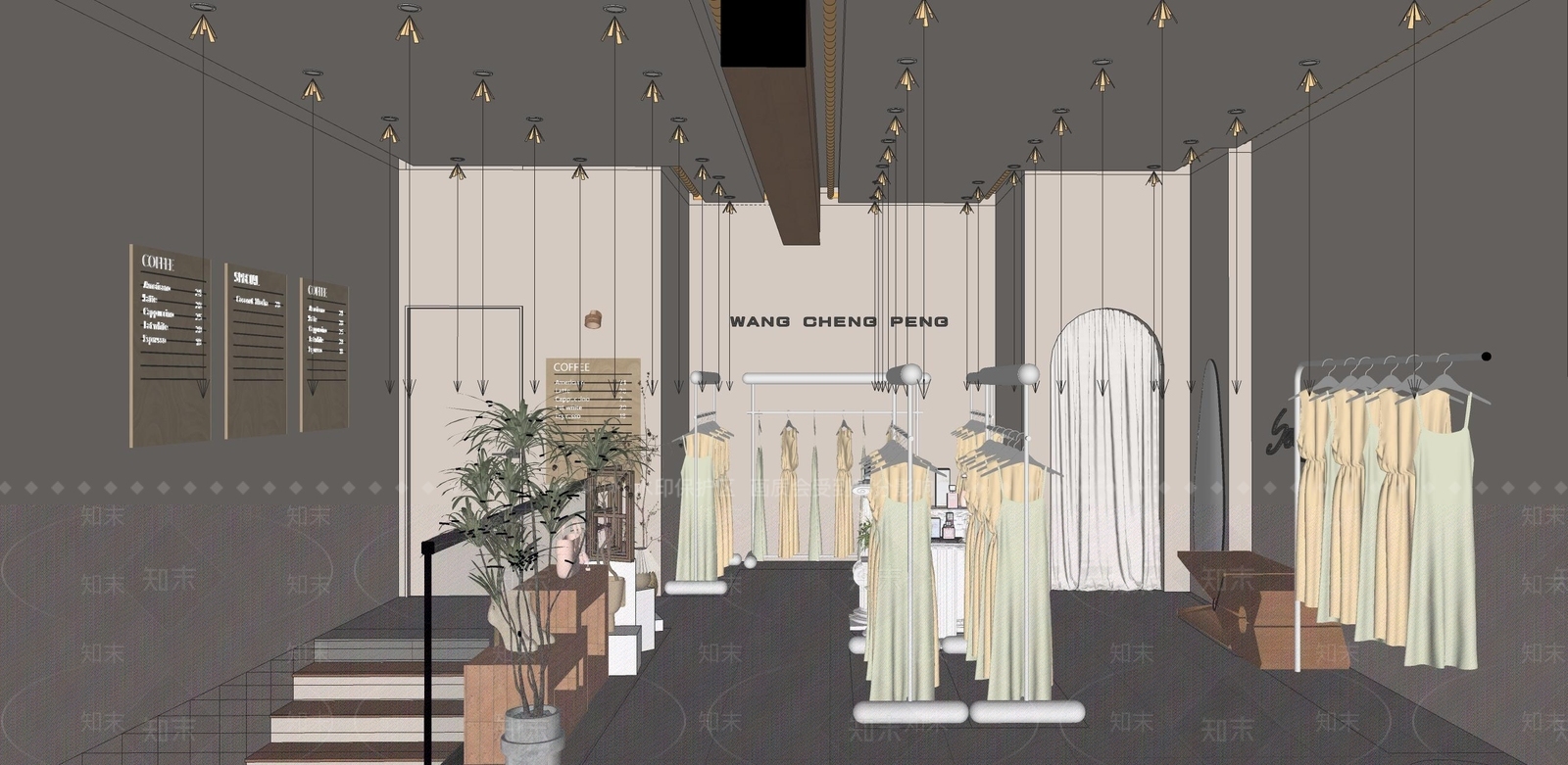 现代中古服装店SU模型下载【ID:1201360989】