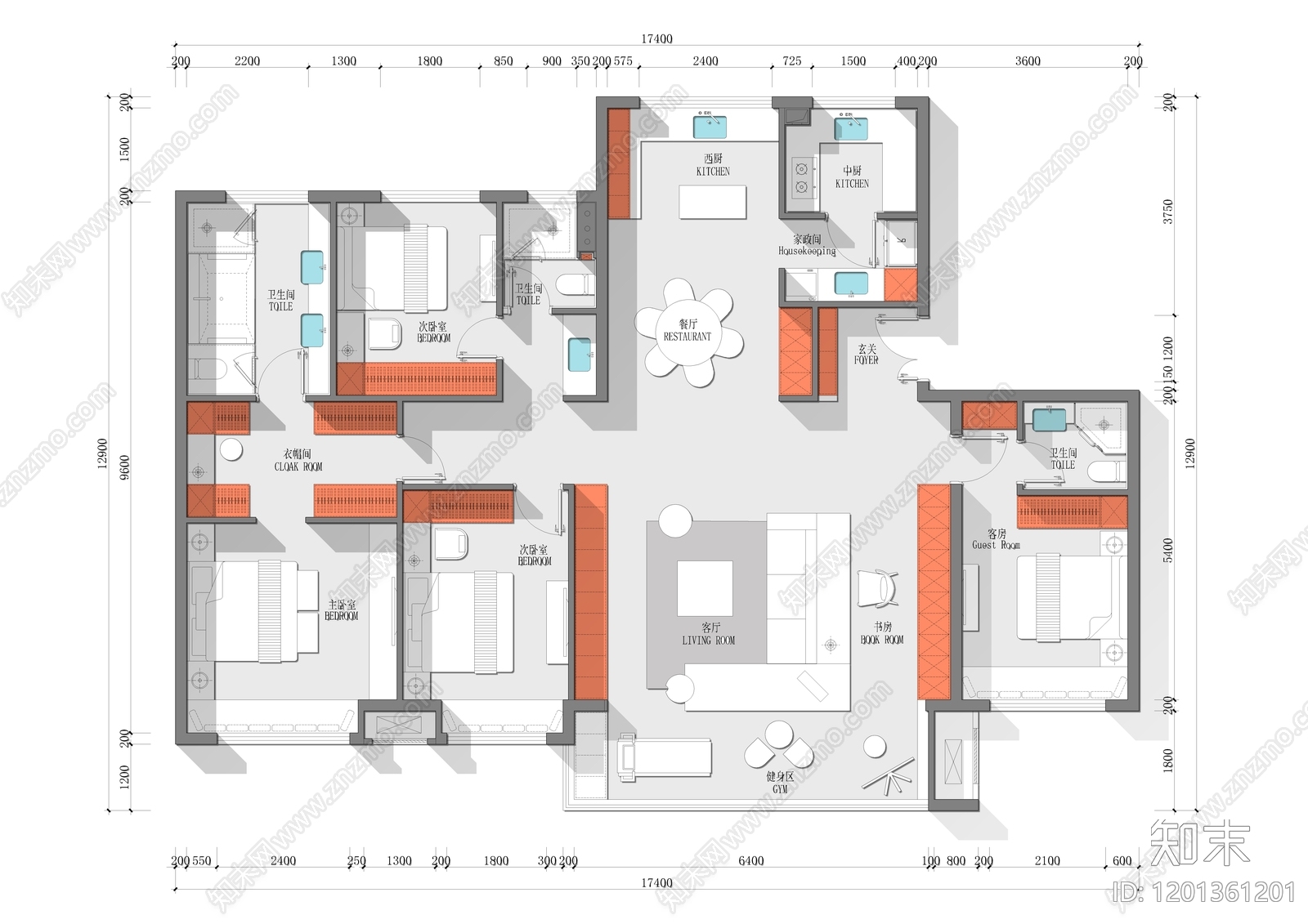 一梯两户施工图下载【ID:1201361201】