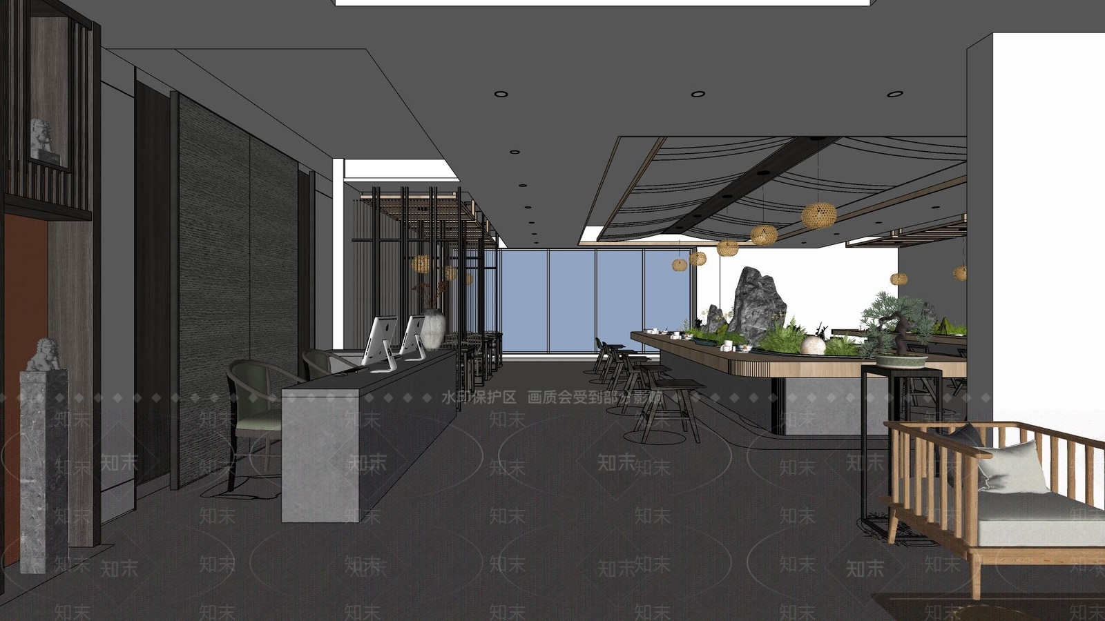中式新中式中餐厅SU模型下载【ID:1201361751】