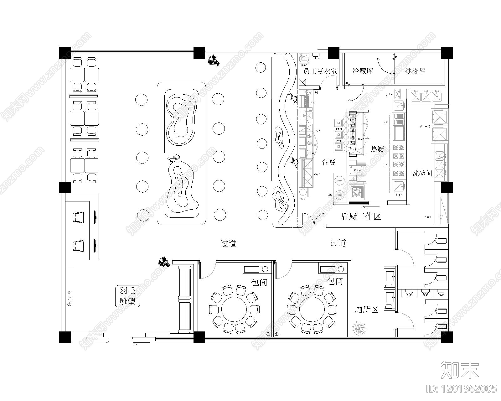 中式中餐厅施工图下载【ID:1201362005】