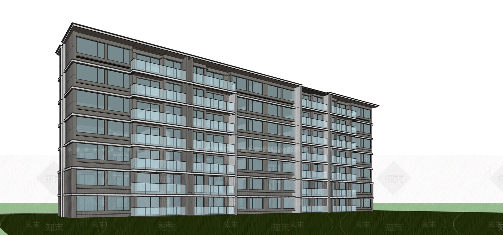 现代多层住宅SU模型下载【ID:1201363109】