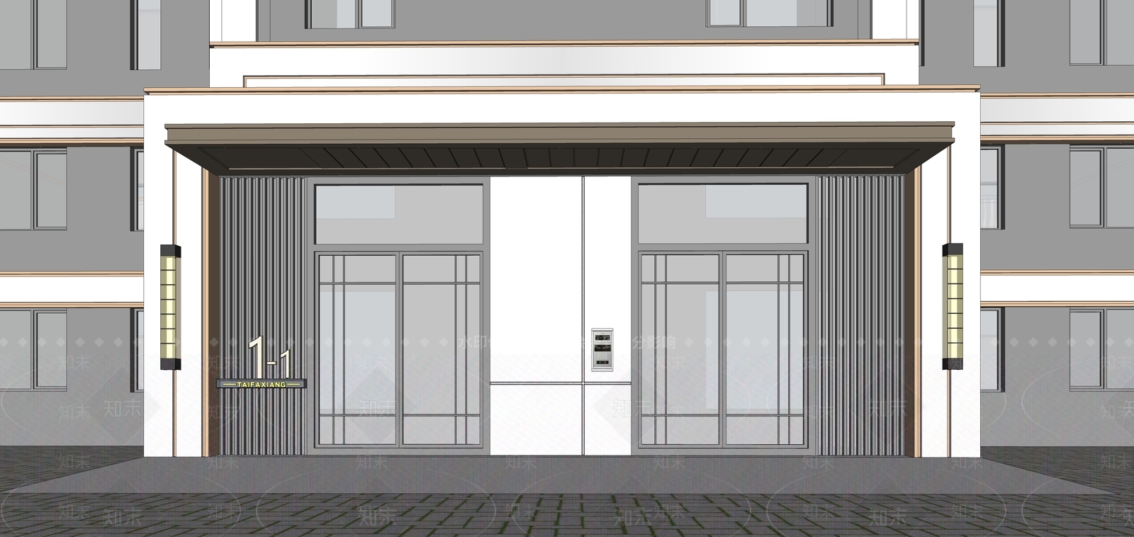 现代小区建筑SU模型下载【ID:1201363229】