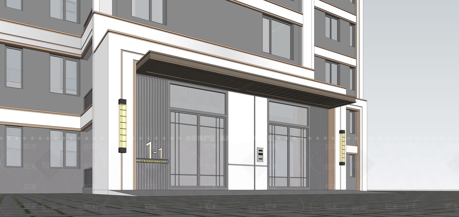 现代小区建筑SU模型下载【ID:1201363229】