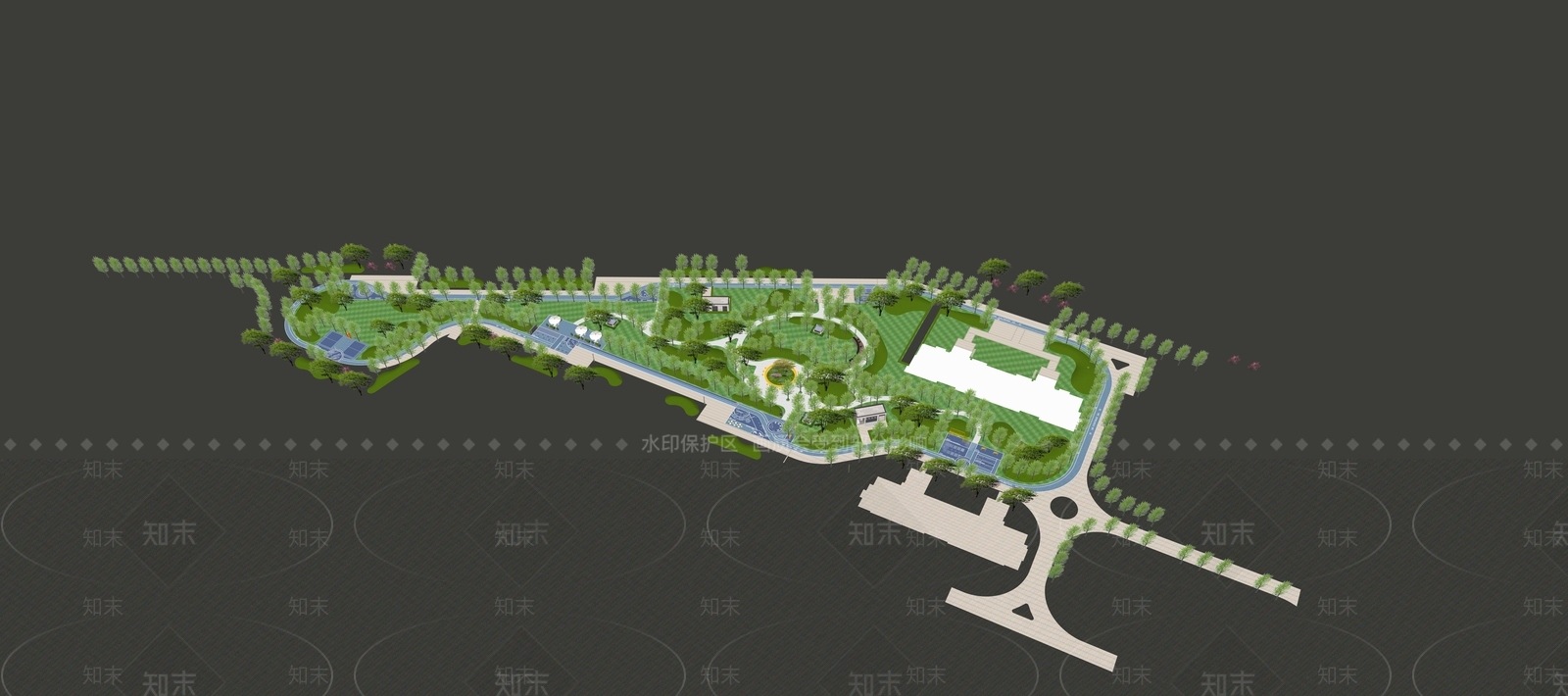 现代简约小区景观SU模型下载【ID:1201363744】