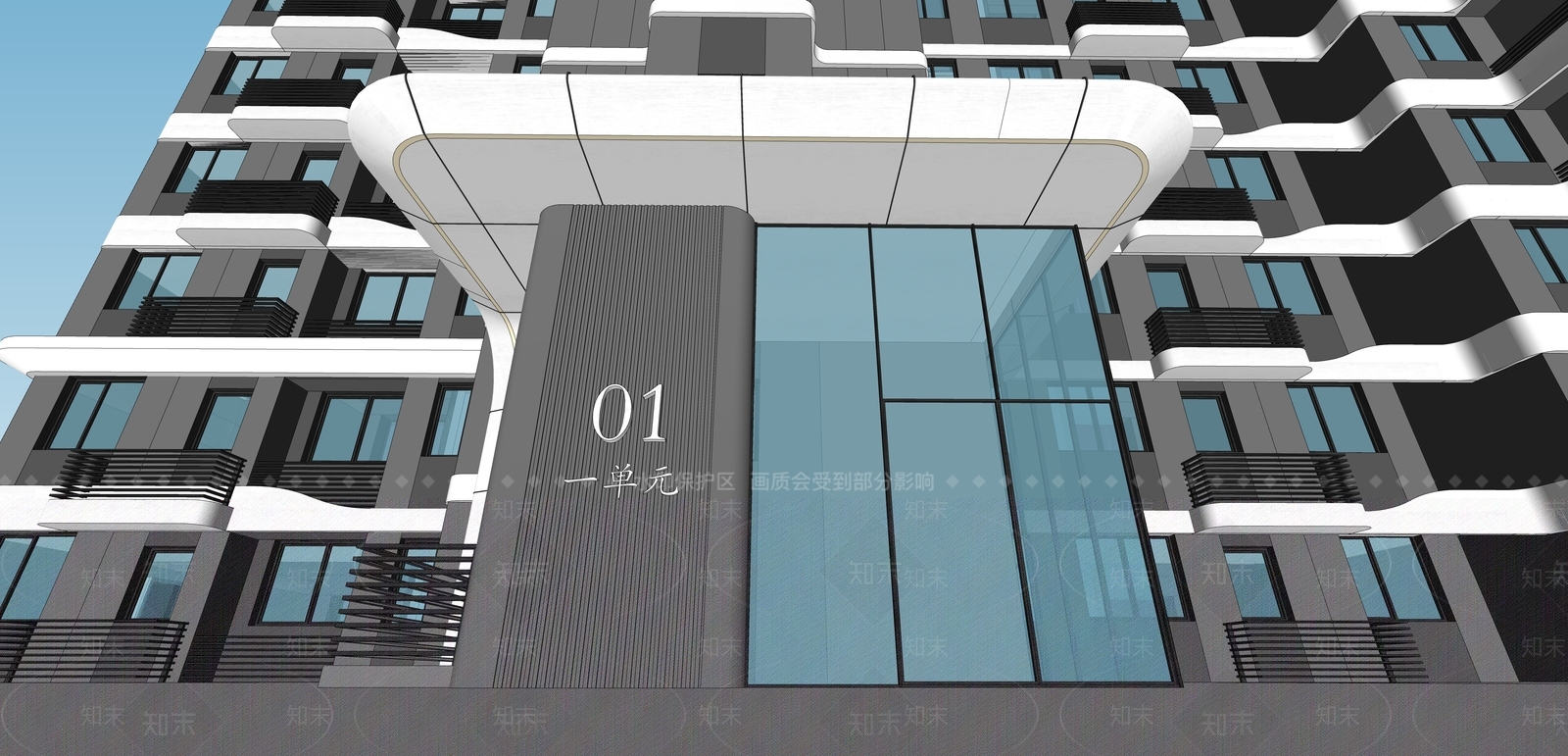 现代小区建筑SU模型下载【ID:1201363737】