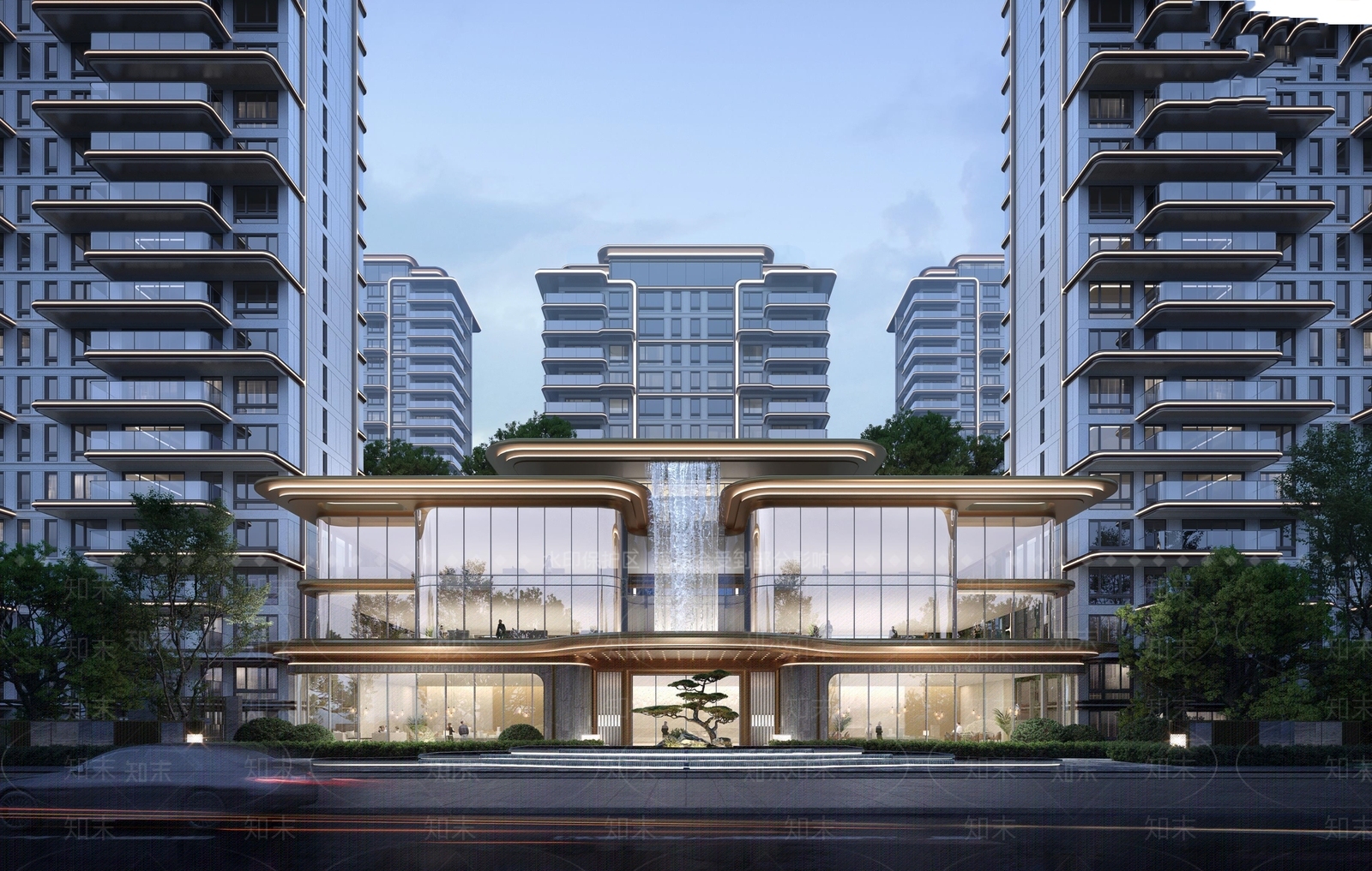 现代售楼处建筑SU模型下载【ID:1201364166】