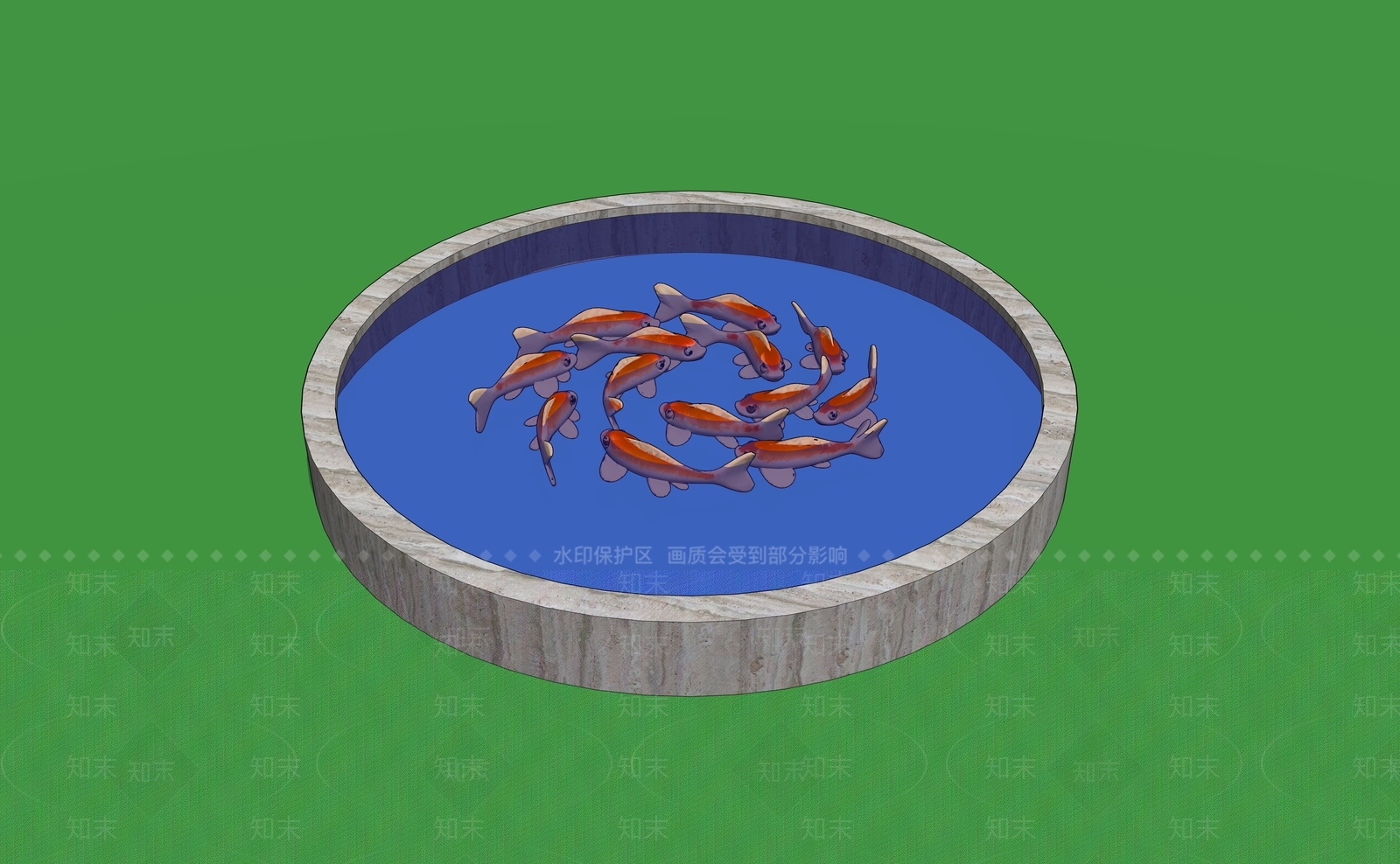 现代新中式鱼缸SU模型下载【ID:1201365394】