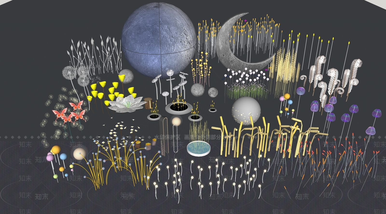 现代景观灯SU模型下载【ID:1201367133】