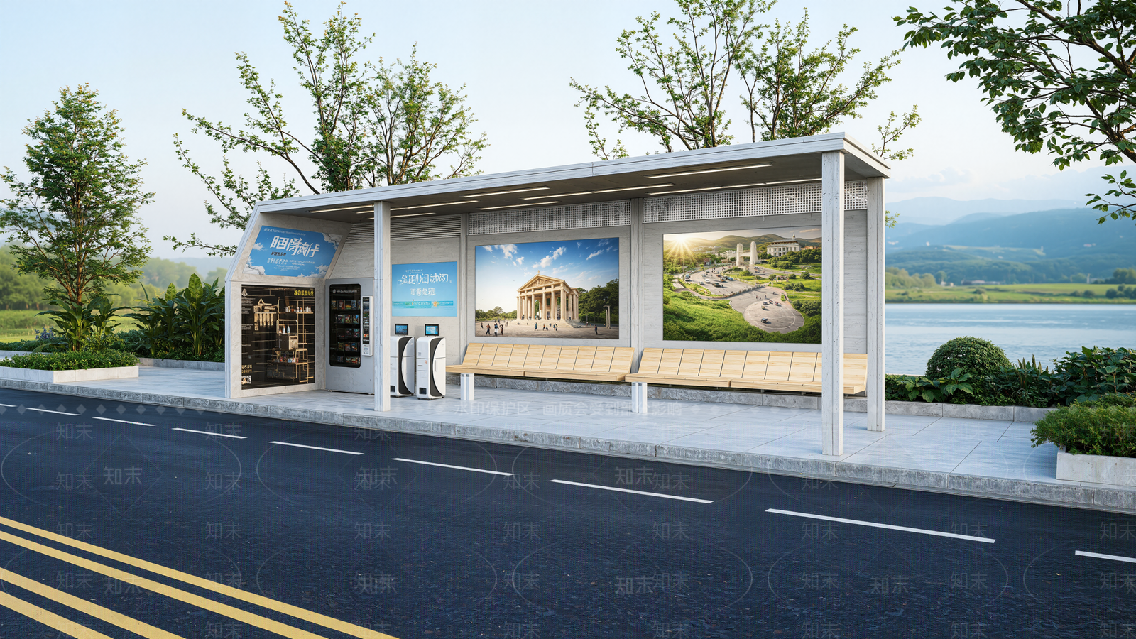 现代新中式公交站台SU模型下载【ID:1201368452】